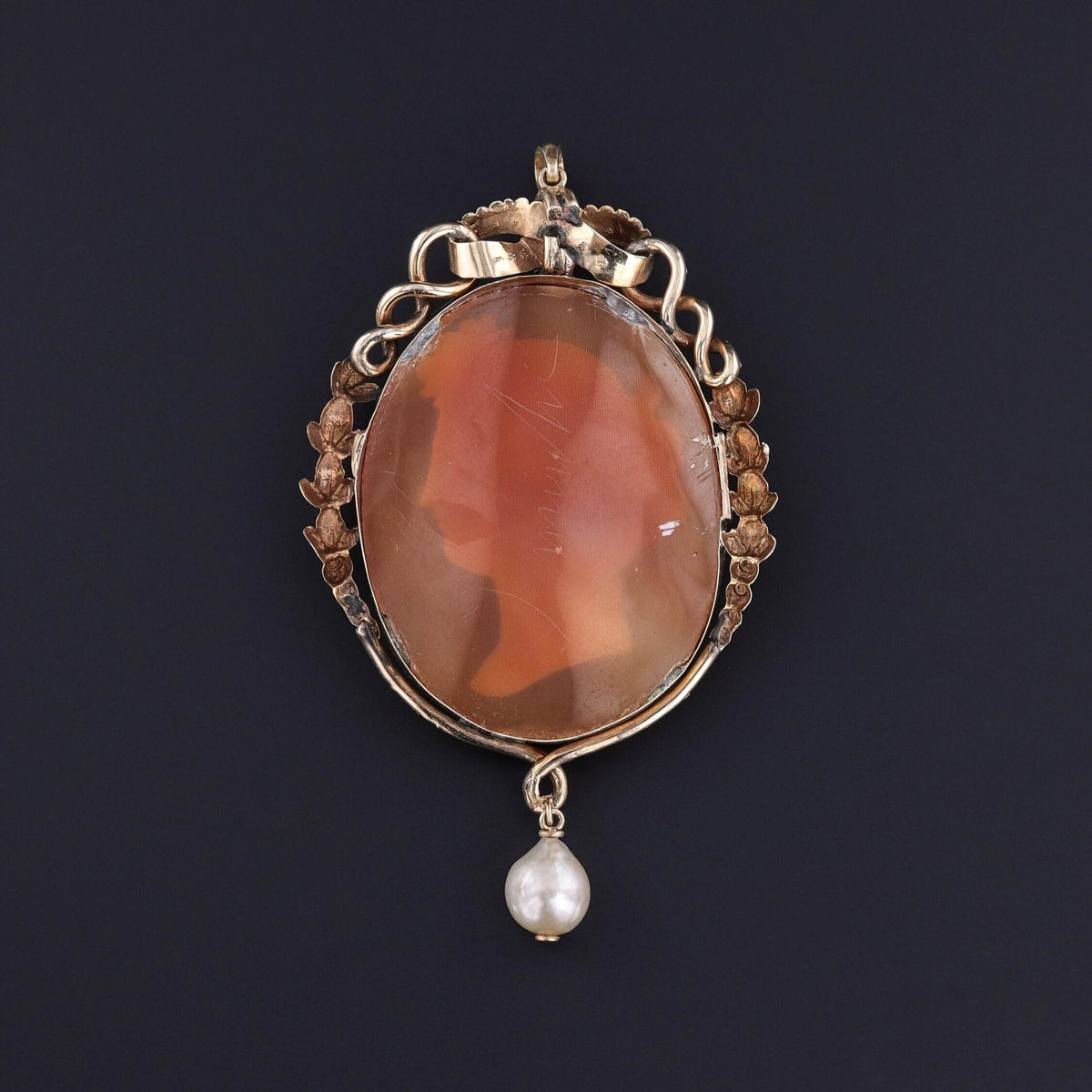 Antique Shell Cameo Pendant of 12k Gold - Trademark Antiques