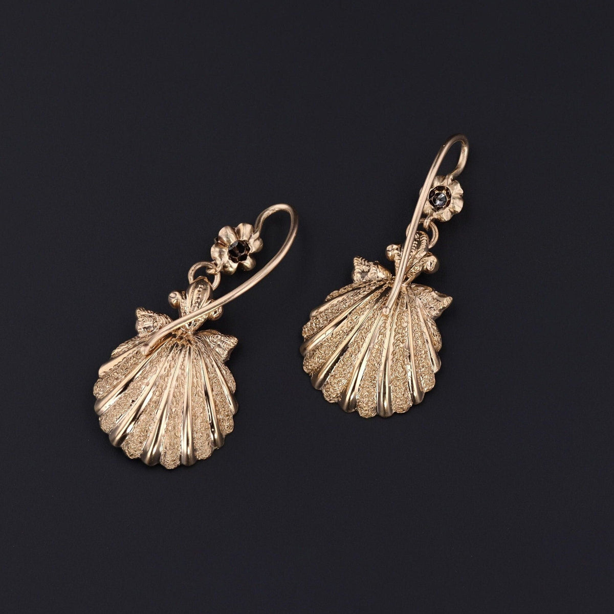Antique Shell Earrings of 14k Gold - Trademark Antiques