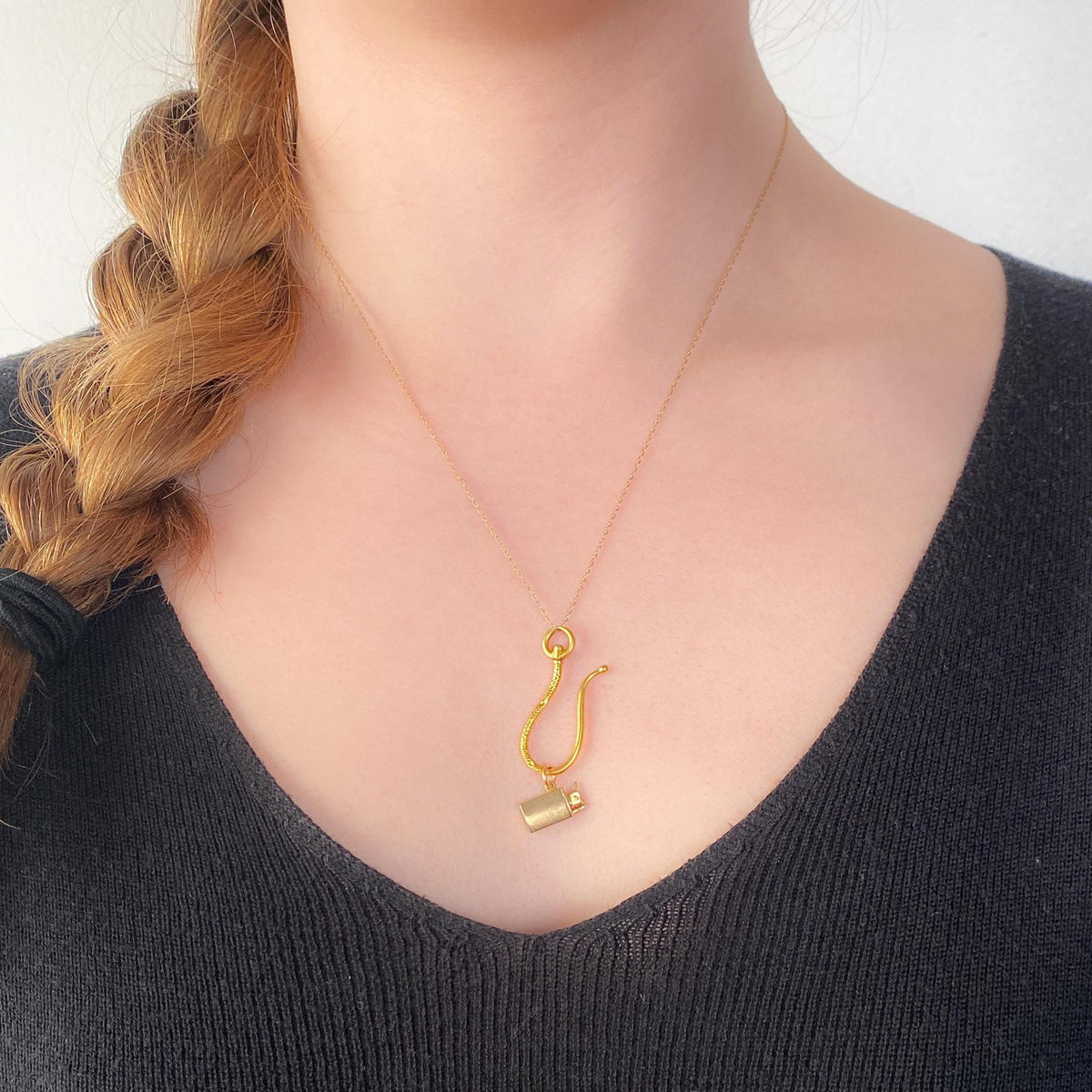 Antique Shepherd's Hook Clasp or Charm Holder of 18k Gold - Trademark Antiques