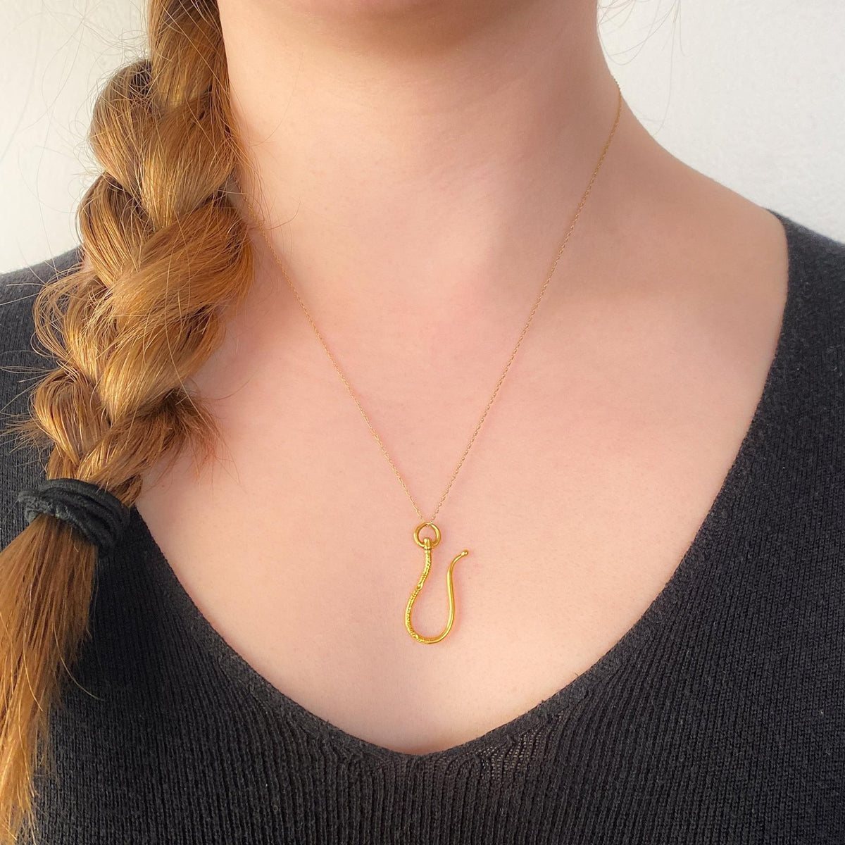 Antique Shepherd's Hook Clasp or Charm Holder of 18k Gold - Trademark Antiques
