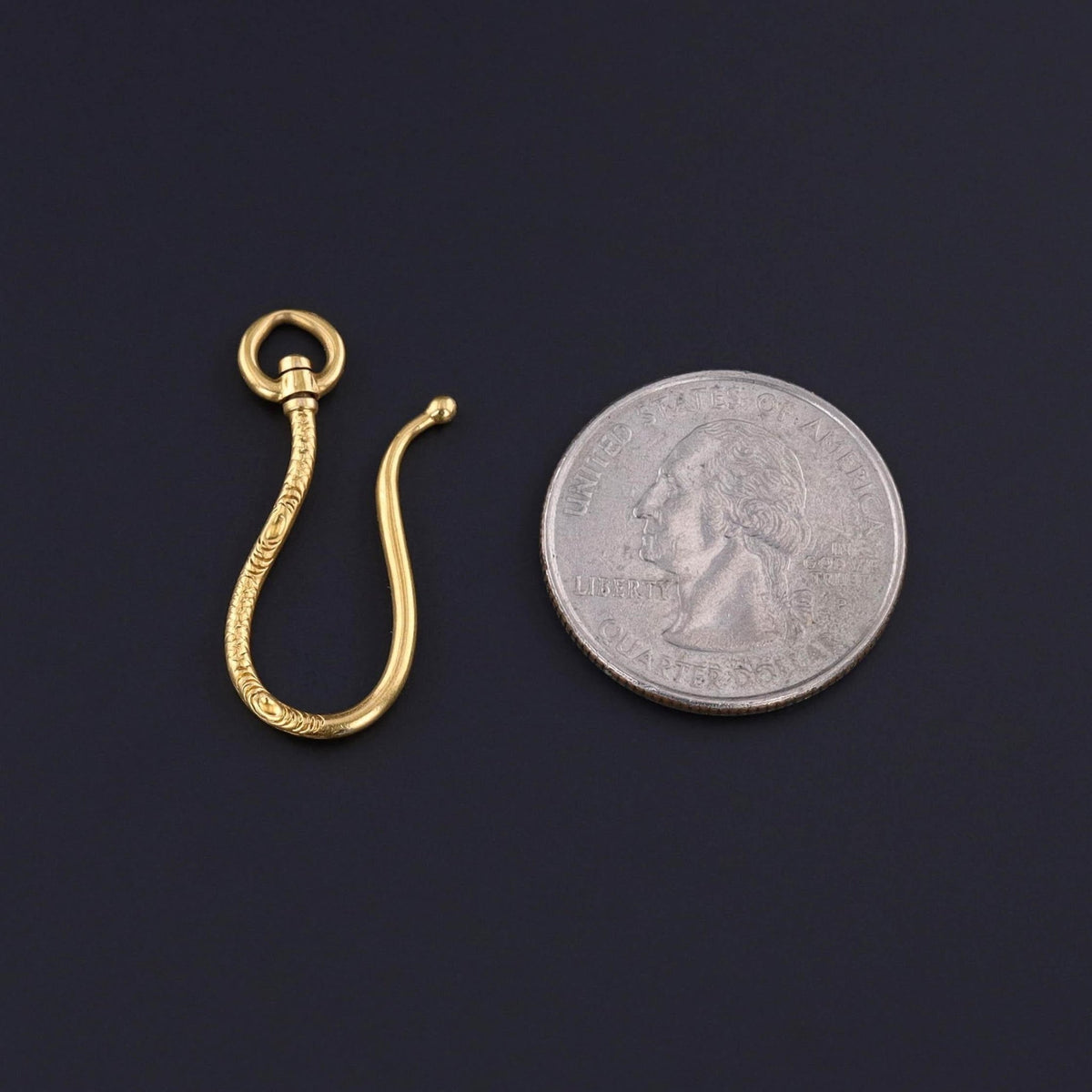 Antique Shepherd's Hook Clasp or Charm Holder of 18k Gold - Trademark Antiques