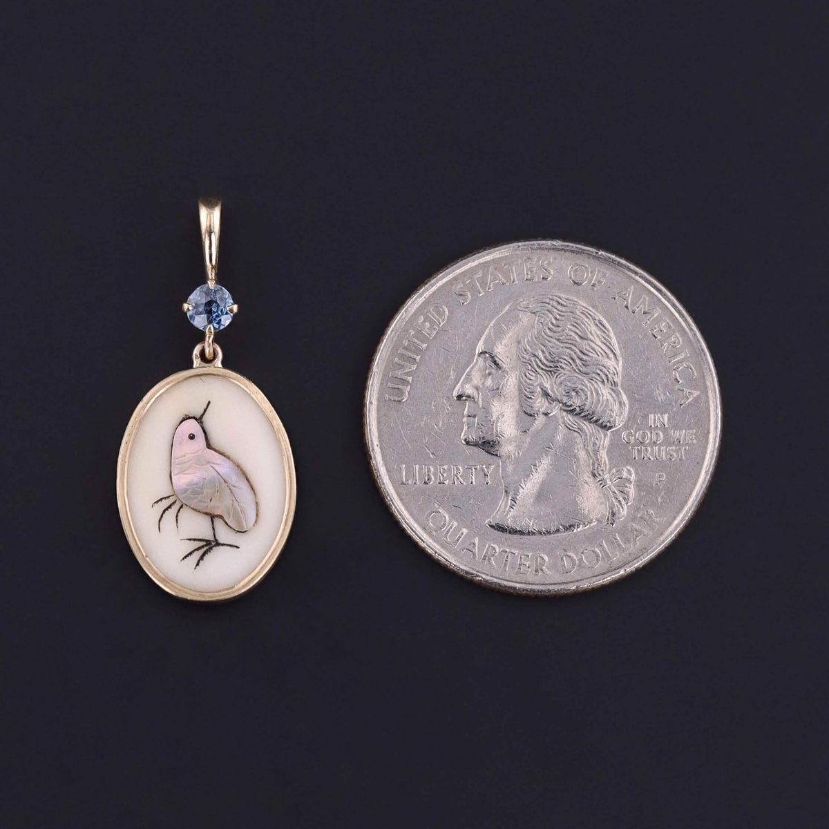 Antique Shibayama Chick Pendant of 14k Gold - Trademark Antiques
