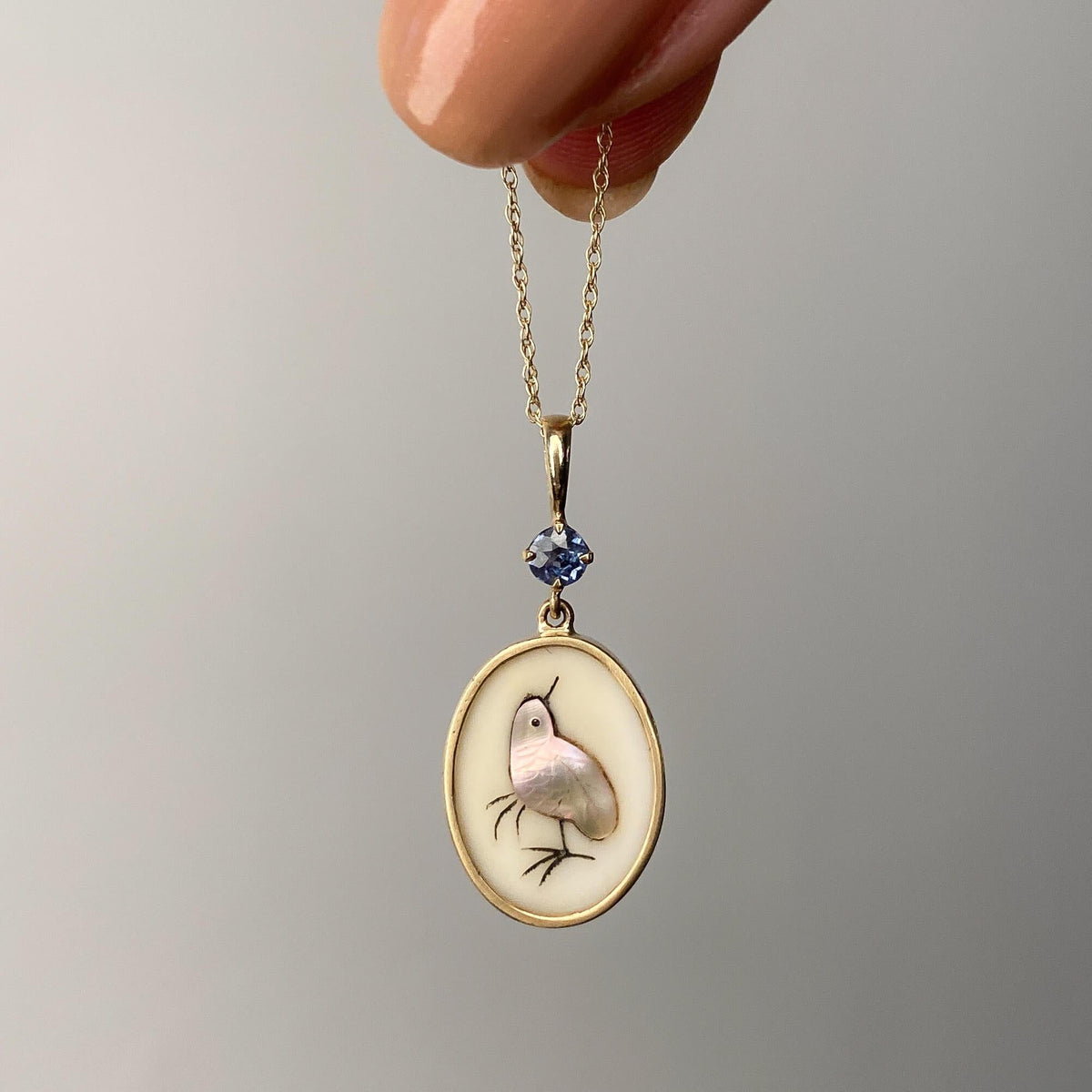 Antique Shibayama Chick Pendant of 14k Gold - Trademark Antiques