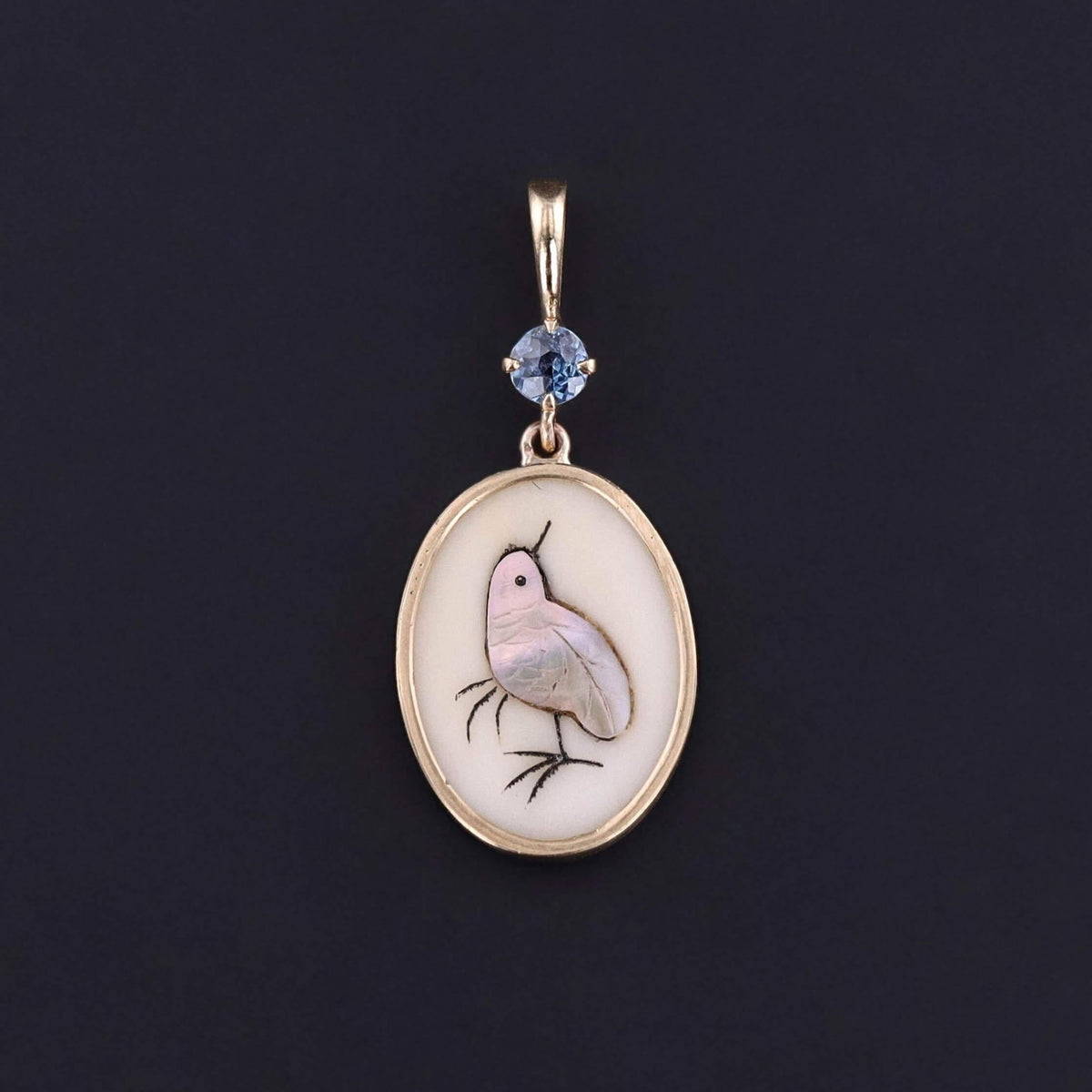 Antique Shibayama Chick Pendant of 14k Gold - Trademark Antiques
