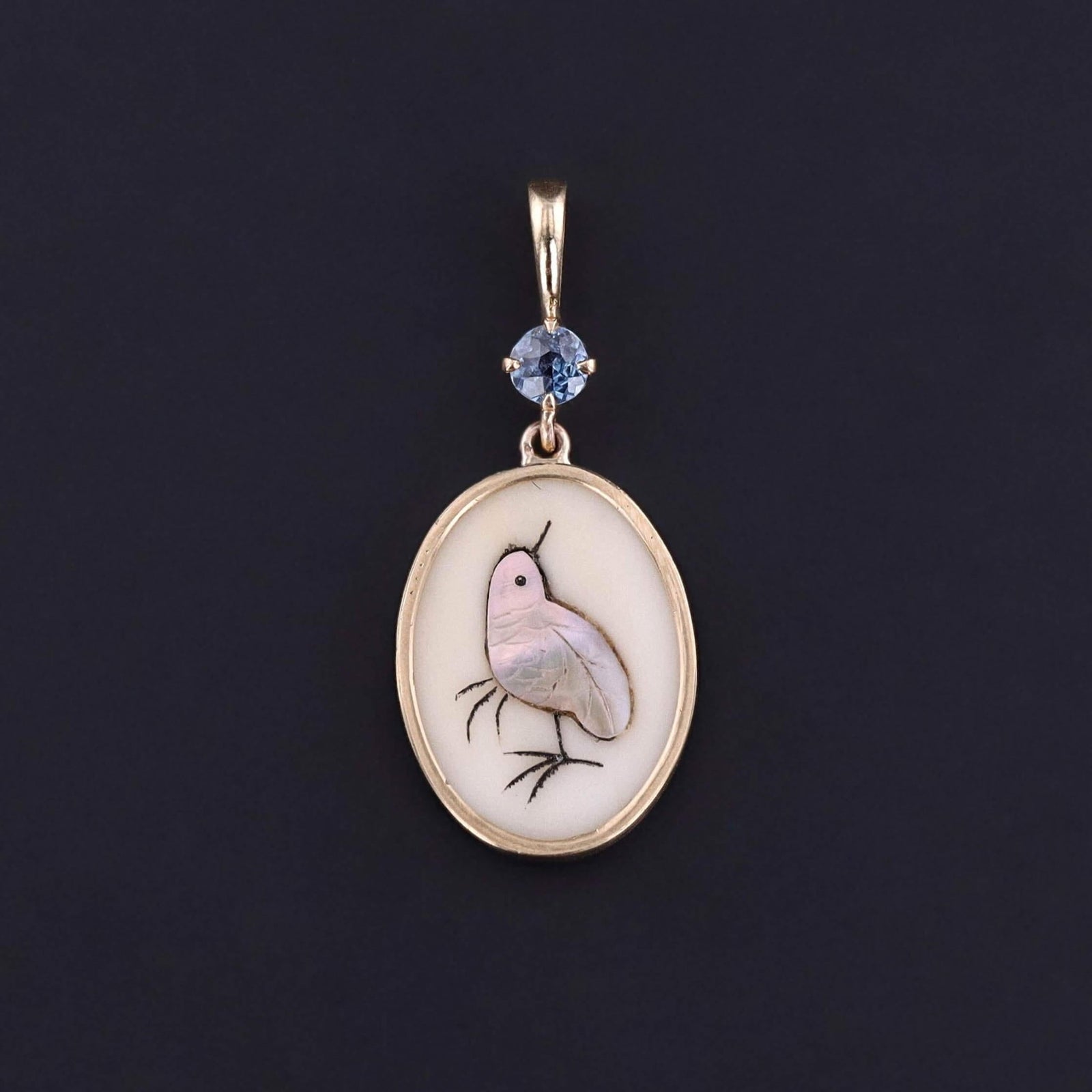Antique Shibayama Chick Pendant of 14k Gold - Trademark Antiques
