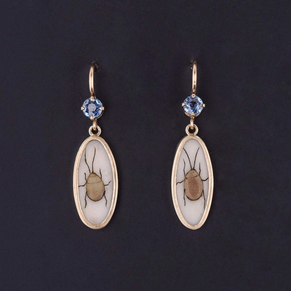 Antique Shibayama Insect Earrings of 14k Gold - Trademark Antiques