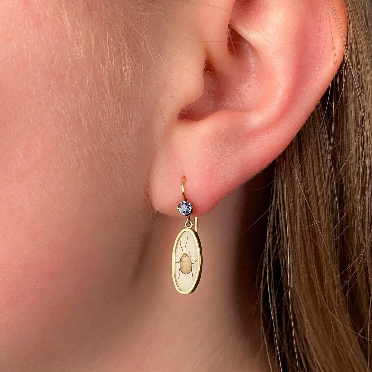 Antique Shibayama Insect Earrings of 14k Gold - Trademark Antiques