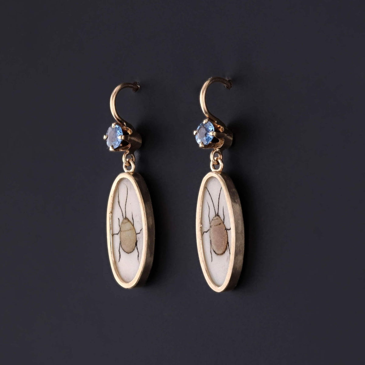 Antique Shibayama Insect Earrings of 14k Gold - Trademark Antiques