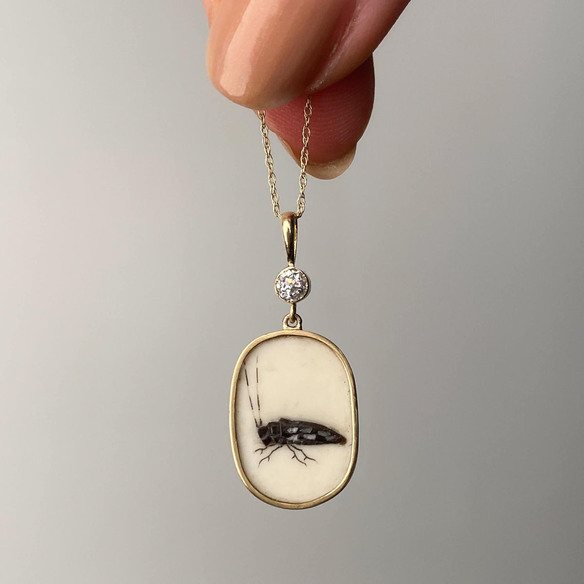 Antique Shibayama Insect Pendant of 14k Gold - Trademark Antiques