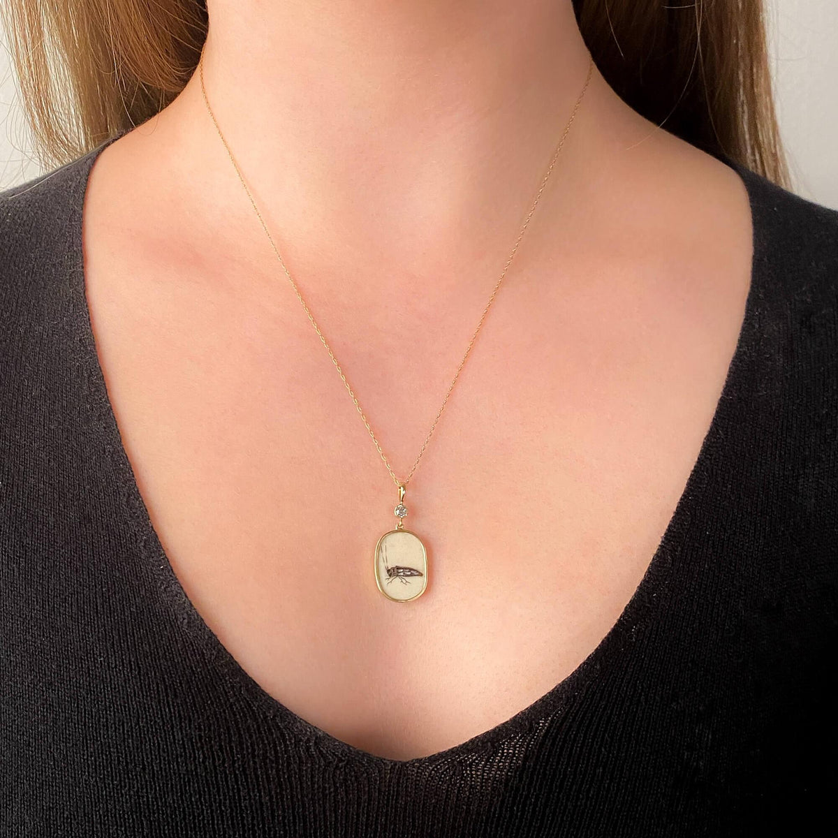 Antique Shibayama Insect Pendant of 14k Gold - Trademark Antiques