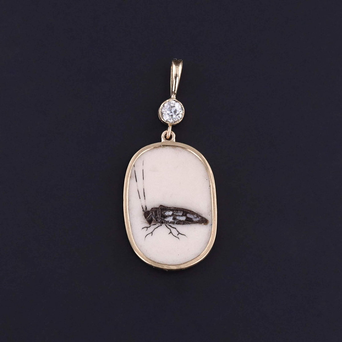 Antique Shibayama Insect Pendant of 14k Gold - Trademark Antiques