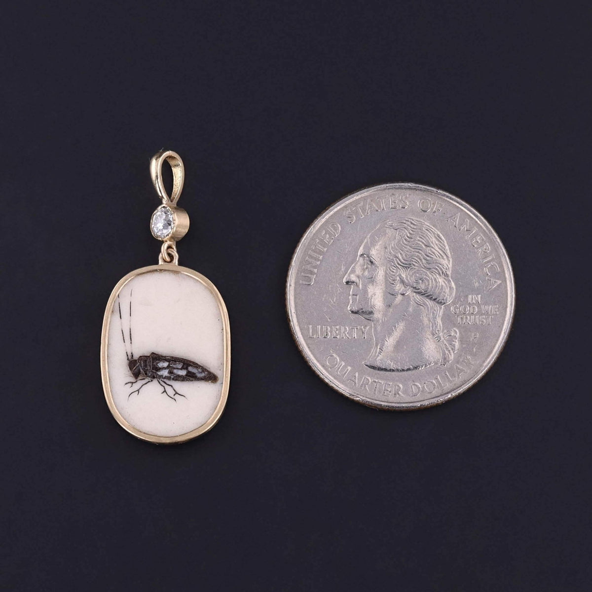 Antique Shibayama Insect Pendant of 14k Gold - Trademark Antiques