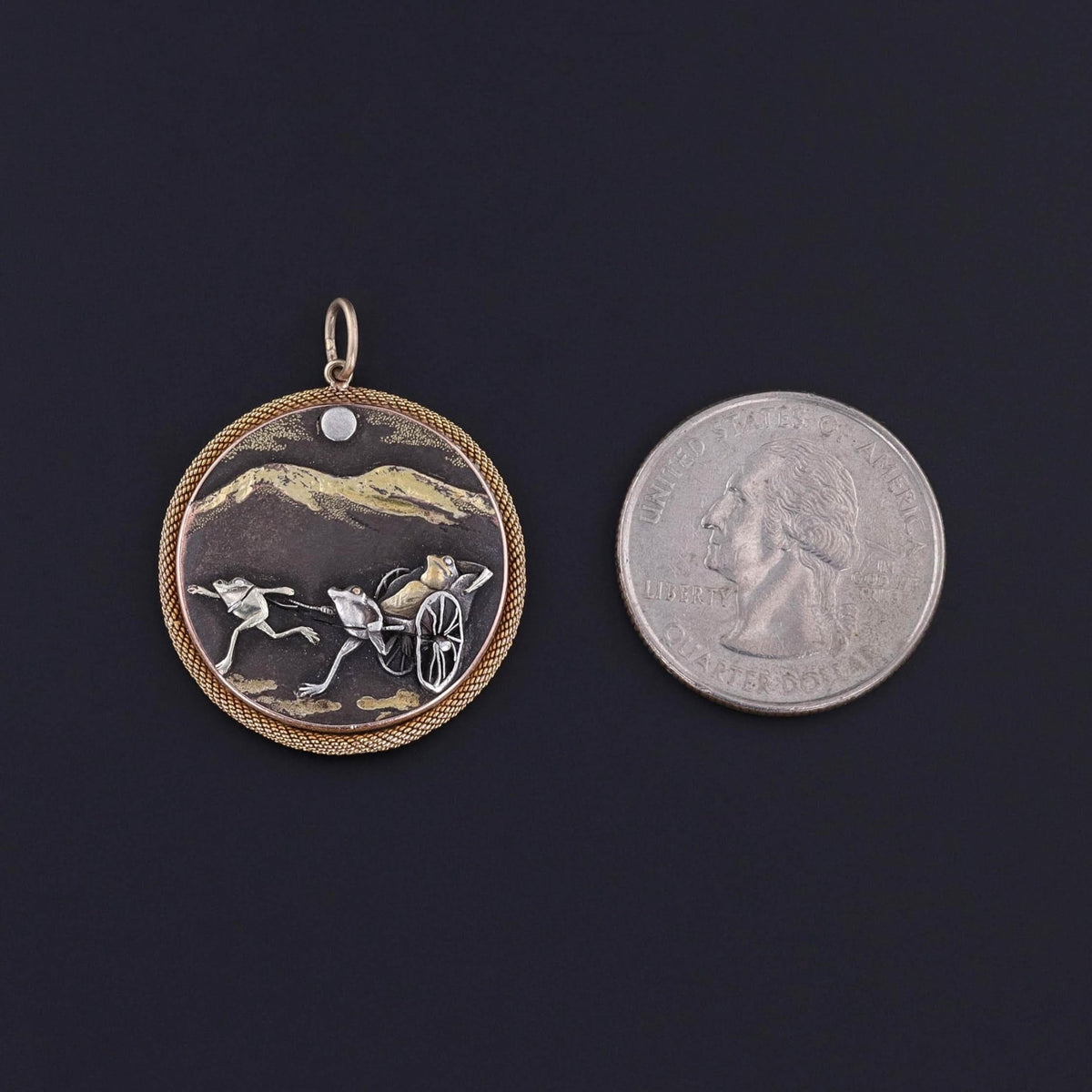 Antique Shibuichi Frog Pendant of 12ct Gold - Trademark Antiques