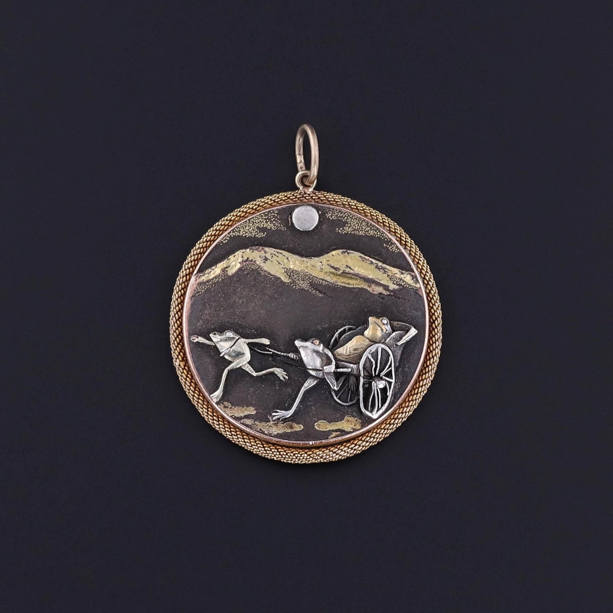Antique Shibuichi Frog Pendant of 12ct Gold - Trademark Antiques