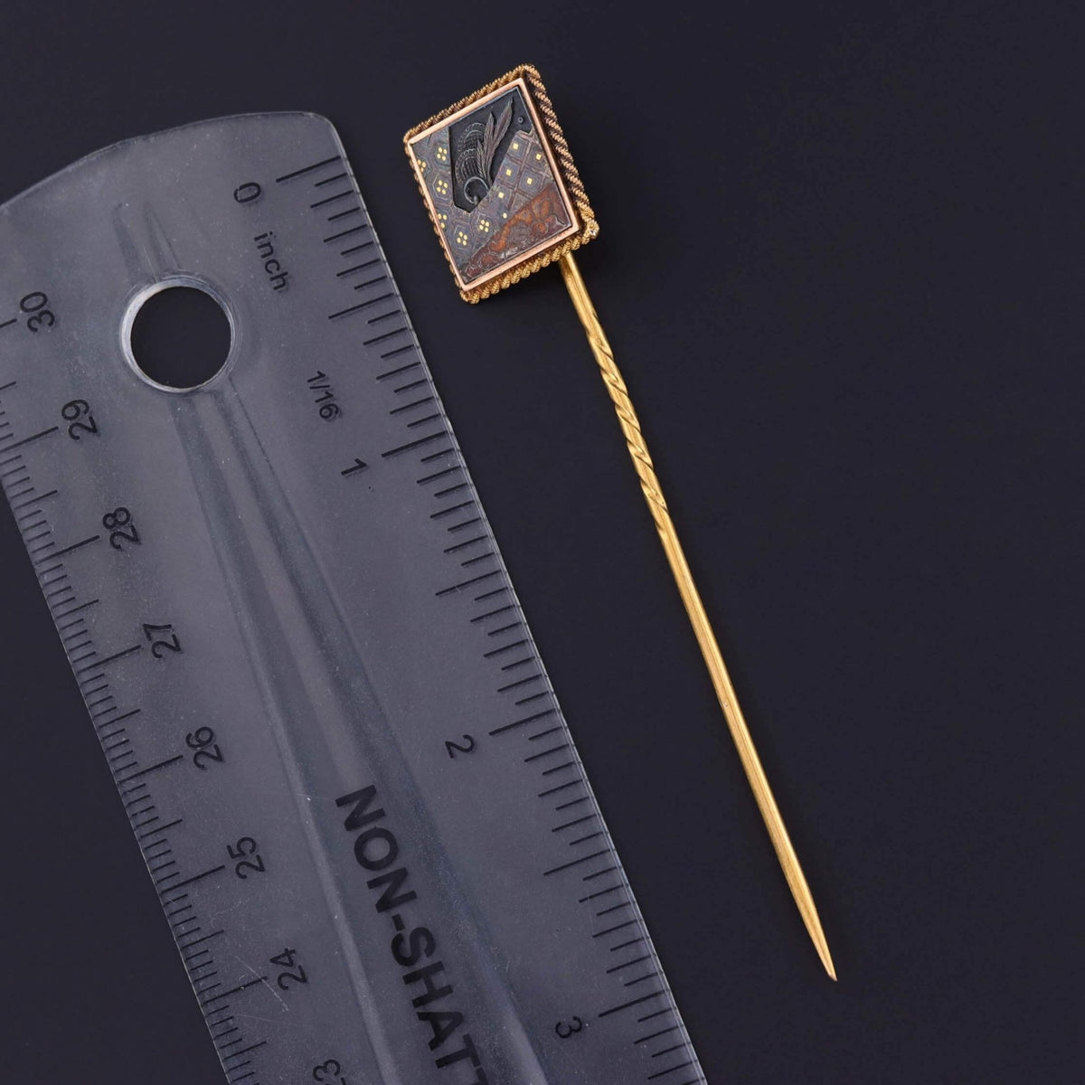 Antique Shibuichi Stickpin of 14k Gold - Trademark Antiques