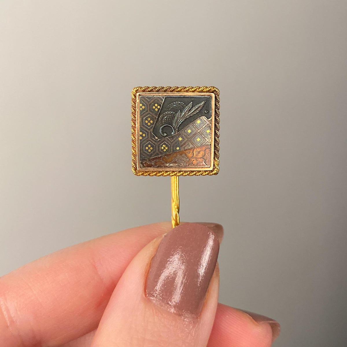 Antique Shibuichi Stickpin of 14k Gold - Trademark Antiques