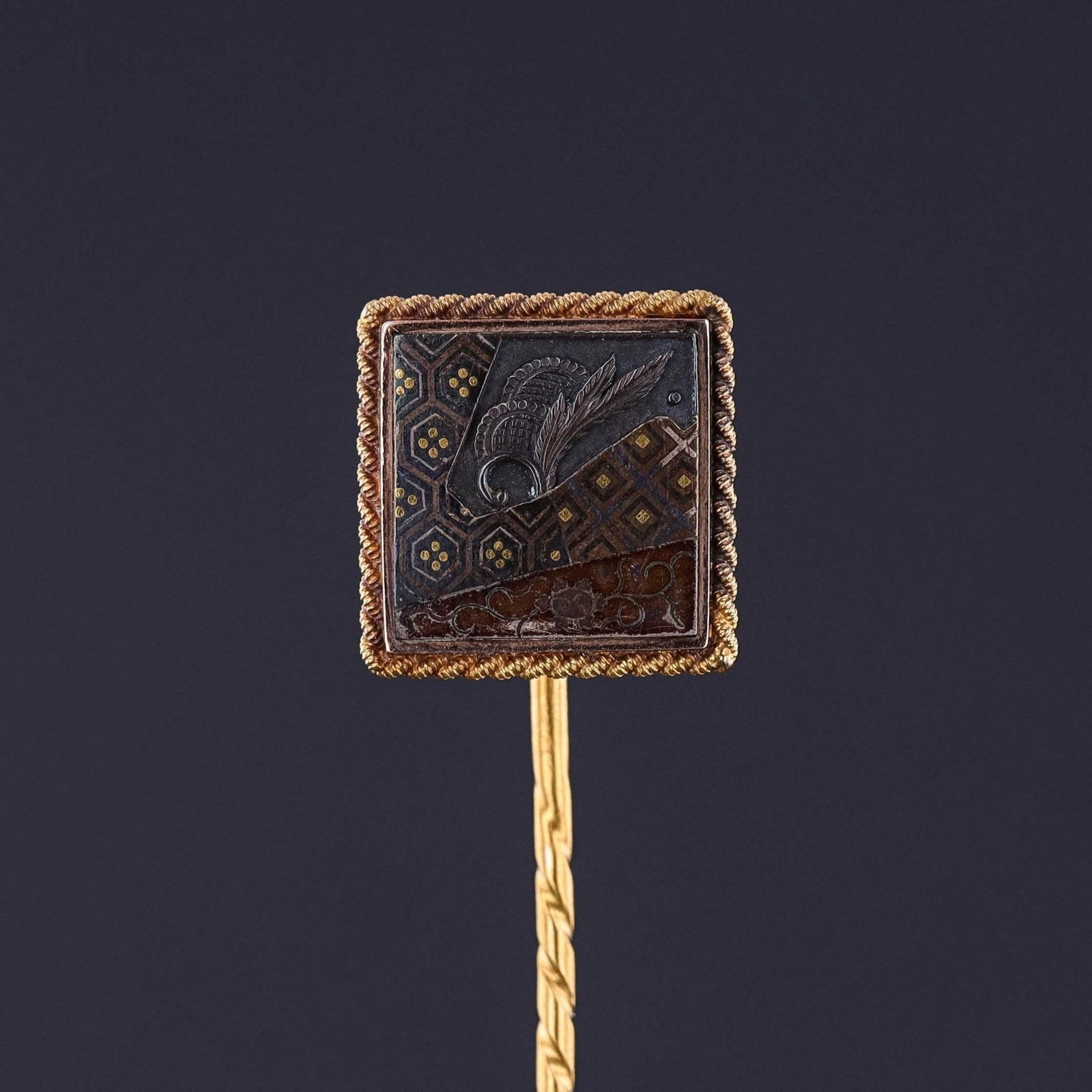 Antique Shibuichi Stickpin of 14k Gold - Trademark Antiques
