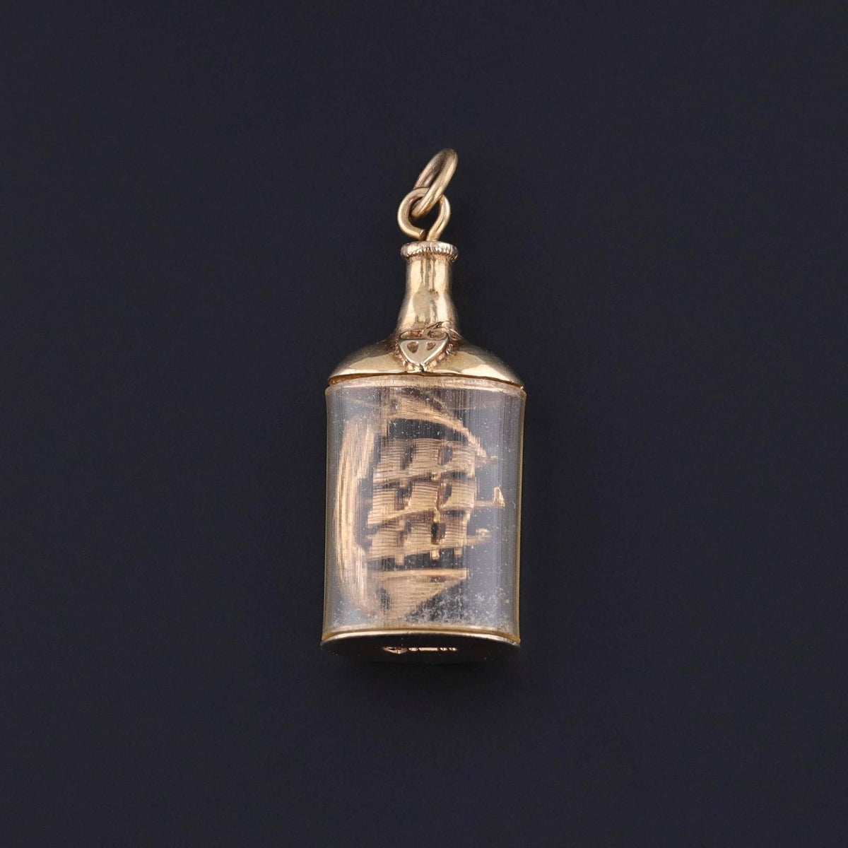 Antique Ship in a Bottle Pendant of 9ct Gold - Trademark Antiques