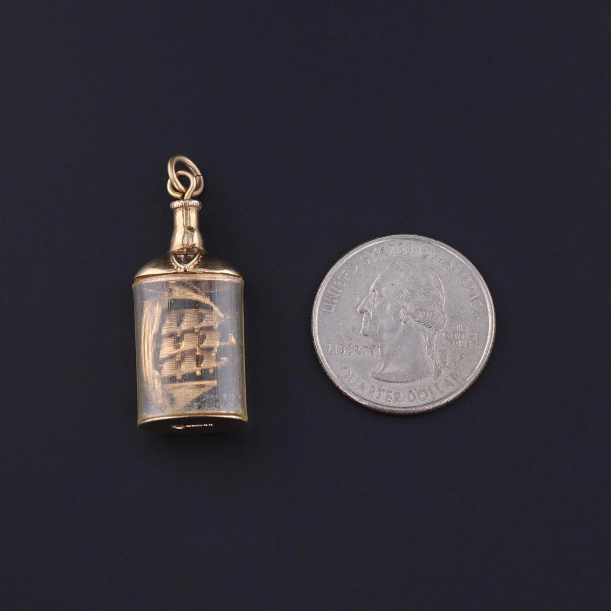 Antique Ship in a Bottle Pendant of 9ct Gold - Trademark Antiques