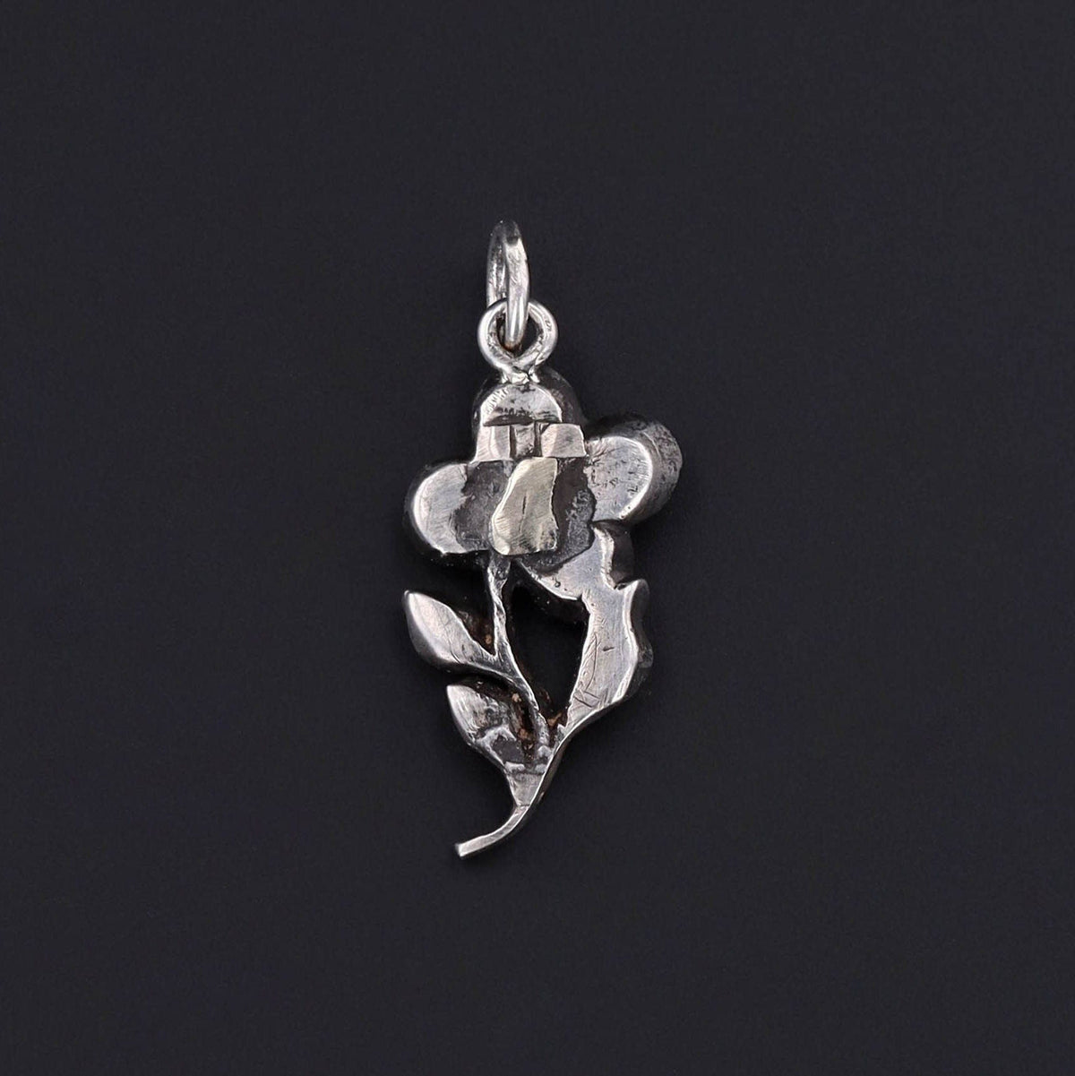 Antique Silver and Paste Flower Charm - Trademark Antiques