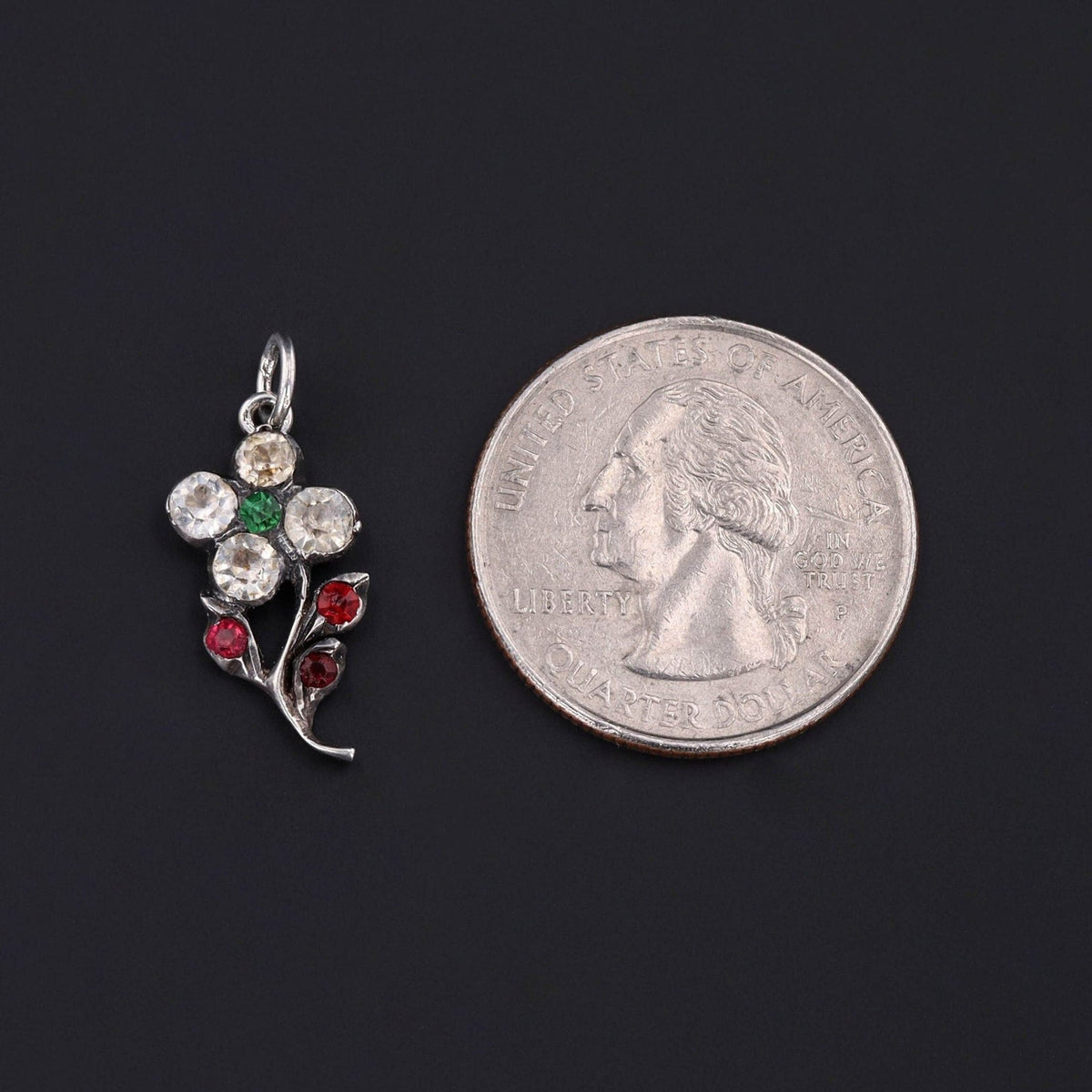 Antique Silver and Paste Flower Charm - Trademark Antiques
