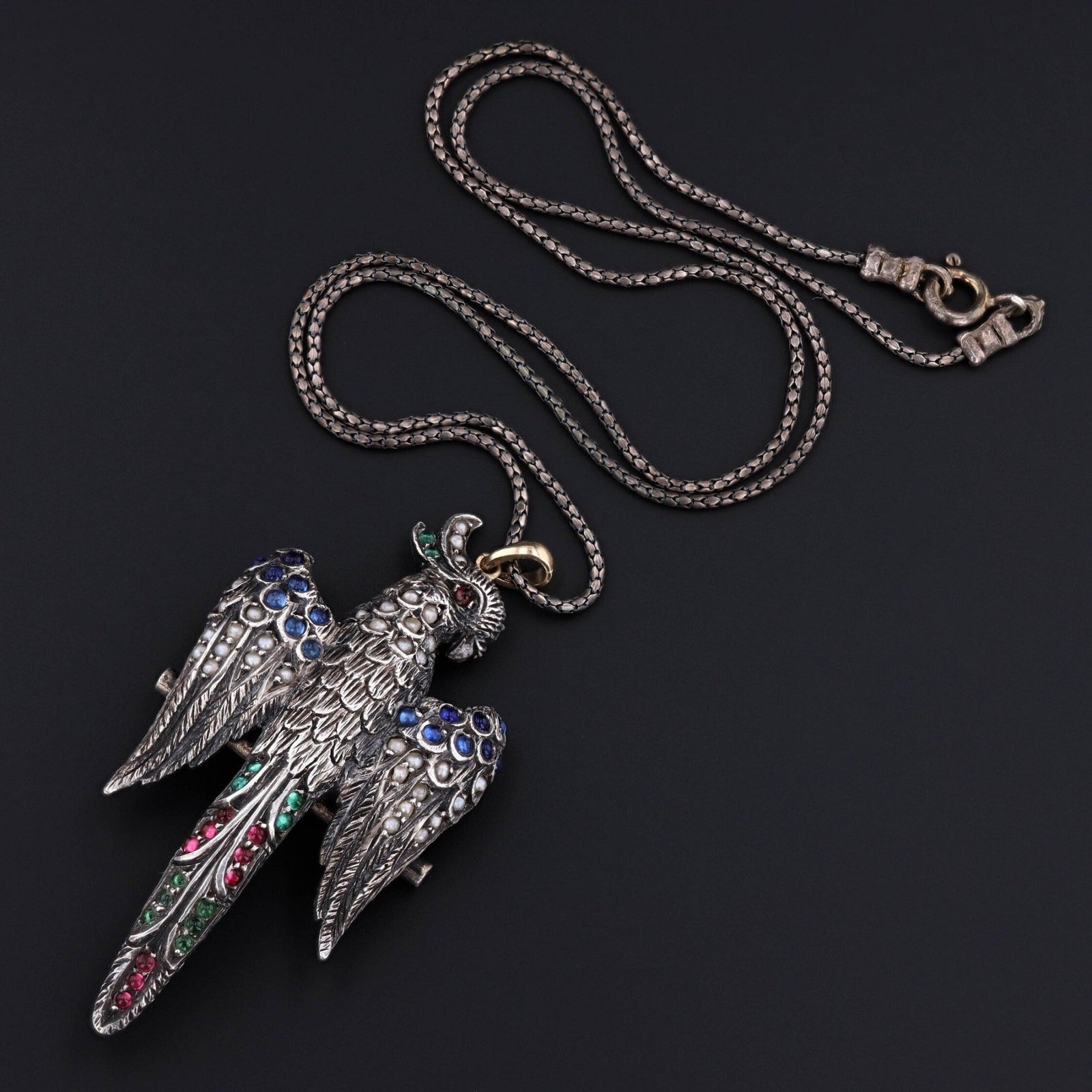 Antique Silver Bird Pendant - Trademark Antiques