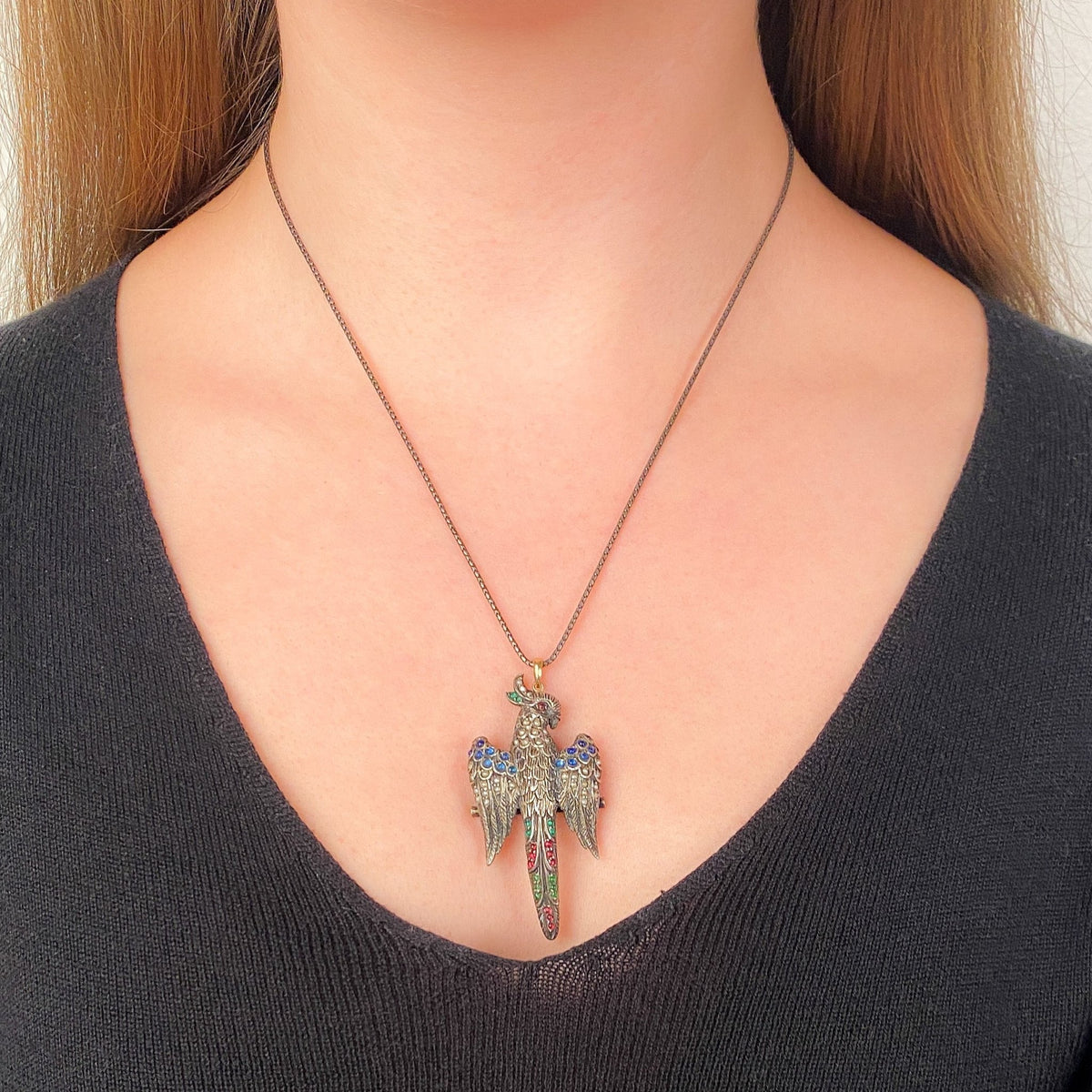 Antique Silver Bird Pendant - Trademark Antiques