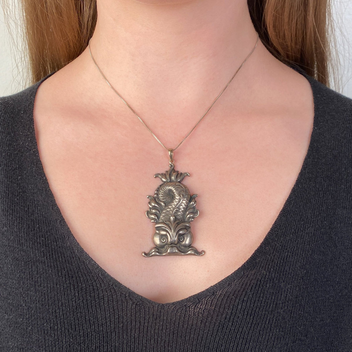 Antique Silver Fish Conversion Pendant - Trademark Antiques