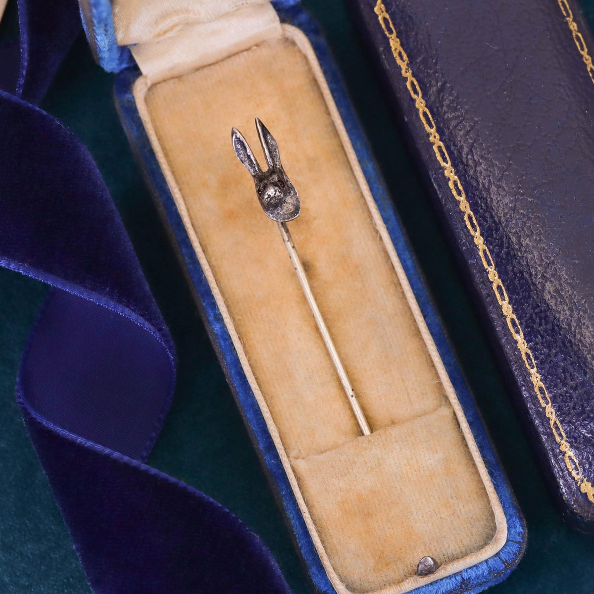 Antique Silver Rabbit Stickpin - Trademark Antiques