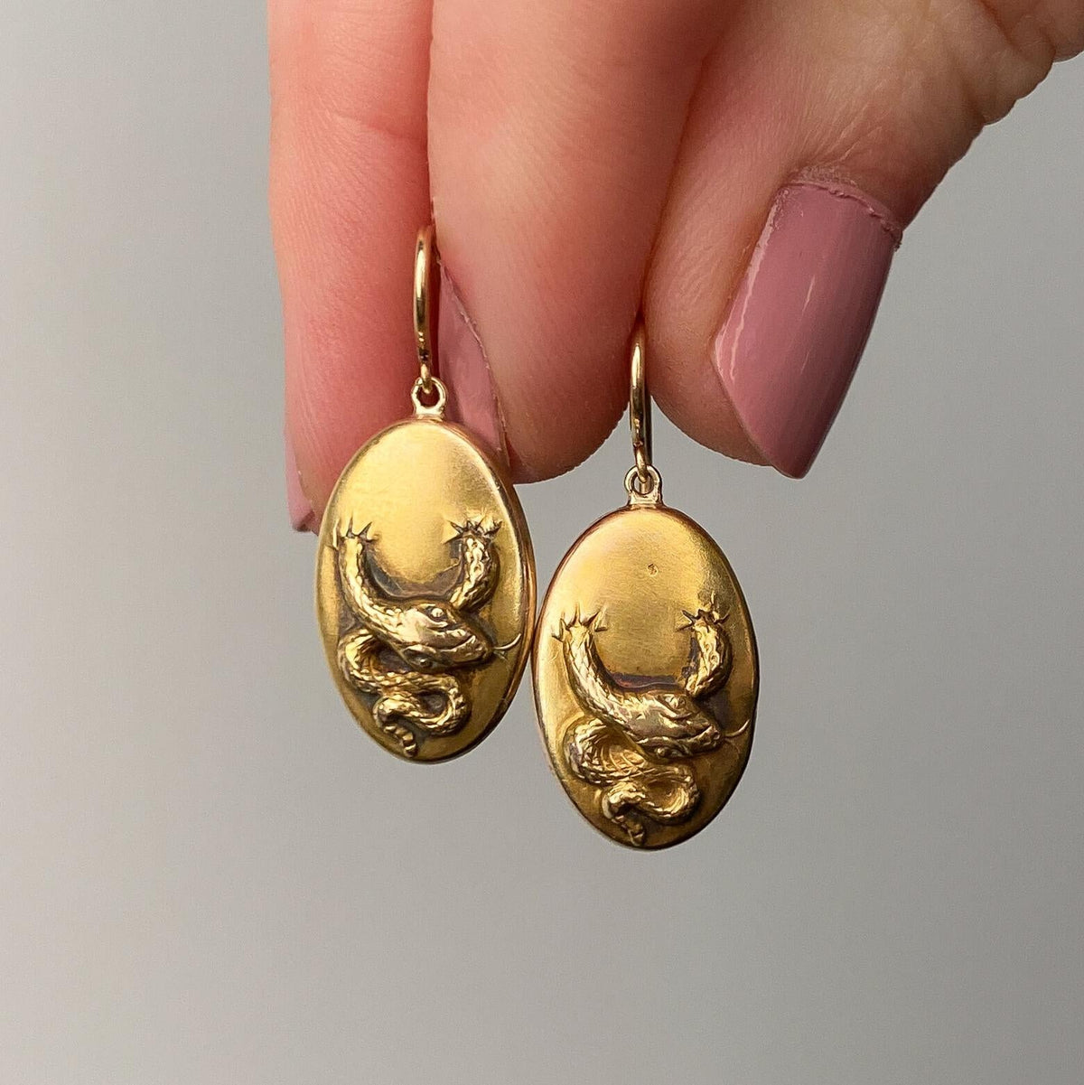 Antique Snake Earrings of 14k Gold - Trademark Antiques