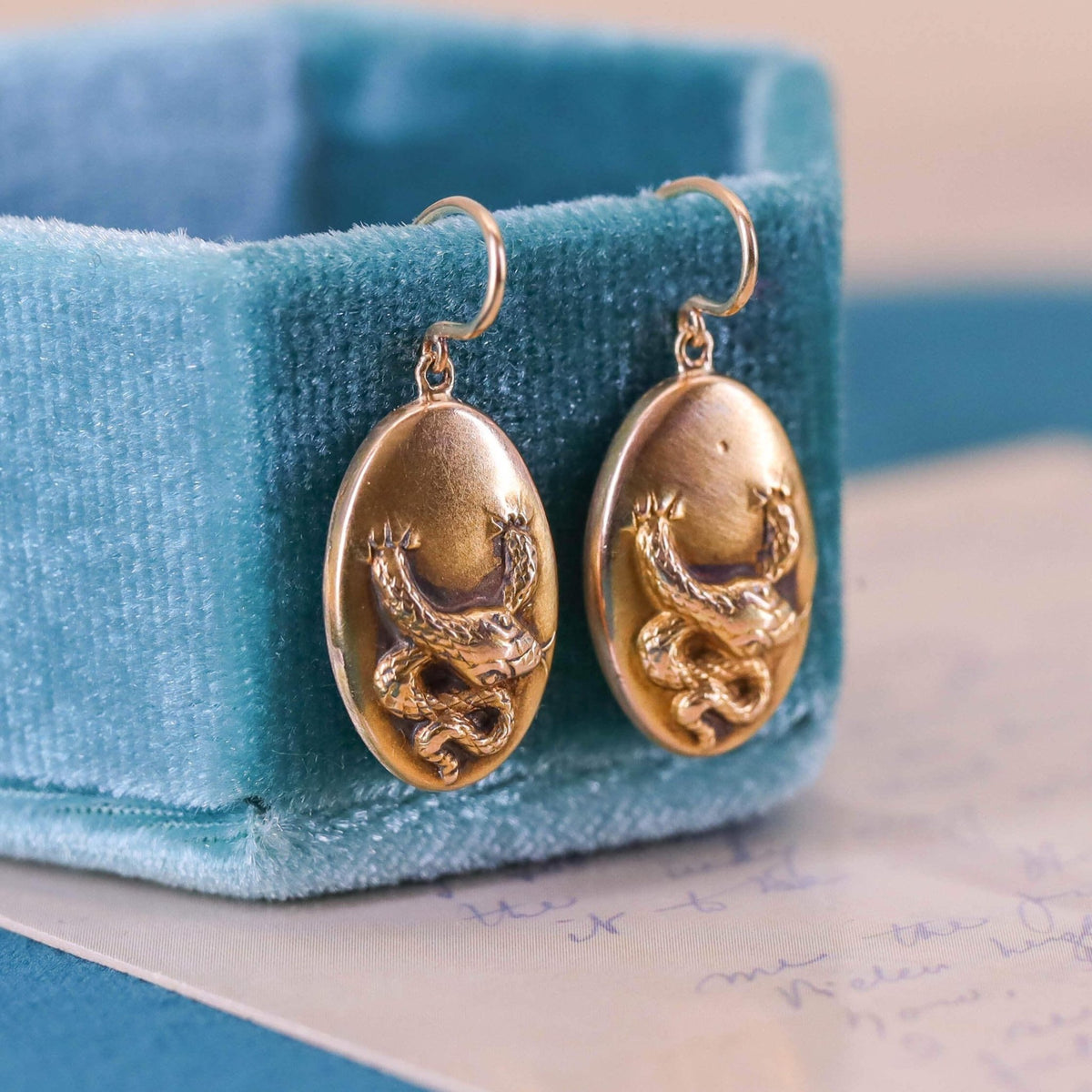 Antique Snake Earrings of 14k Gold - Trademark Antiques