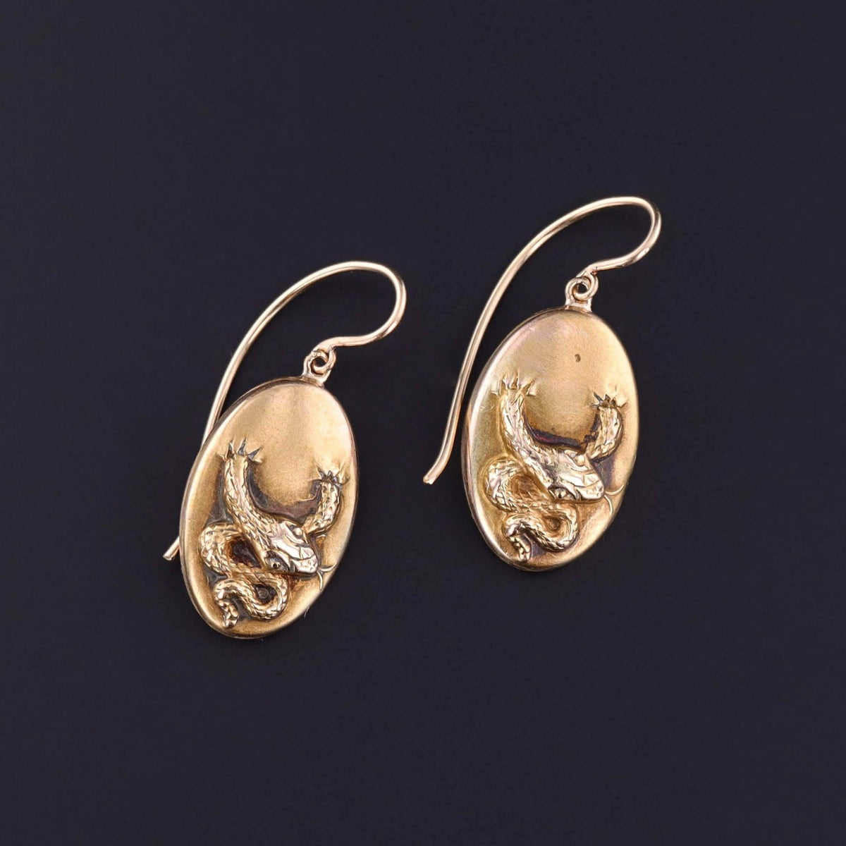 Antique Snake Earrings of 14k Gold - Trademark Antiques