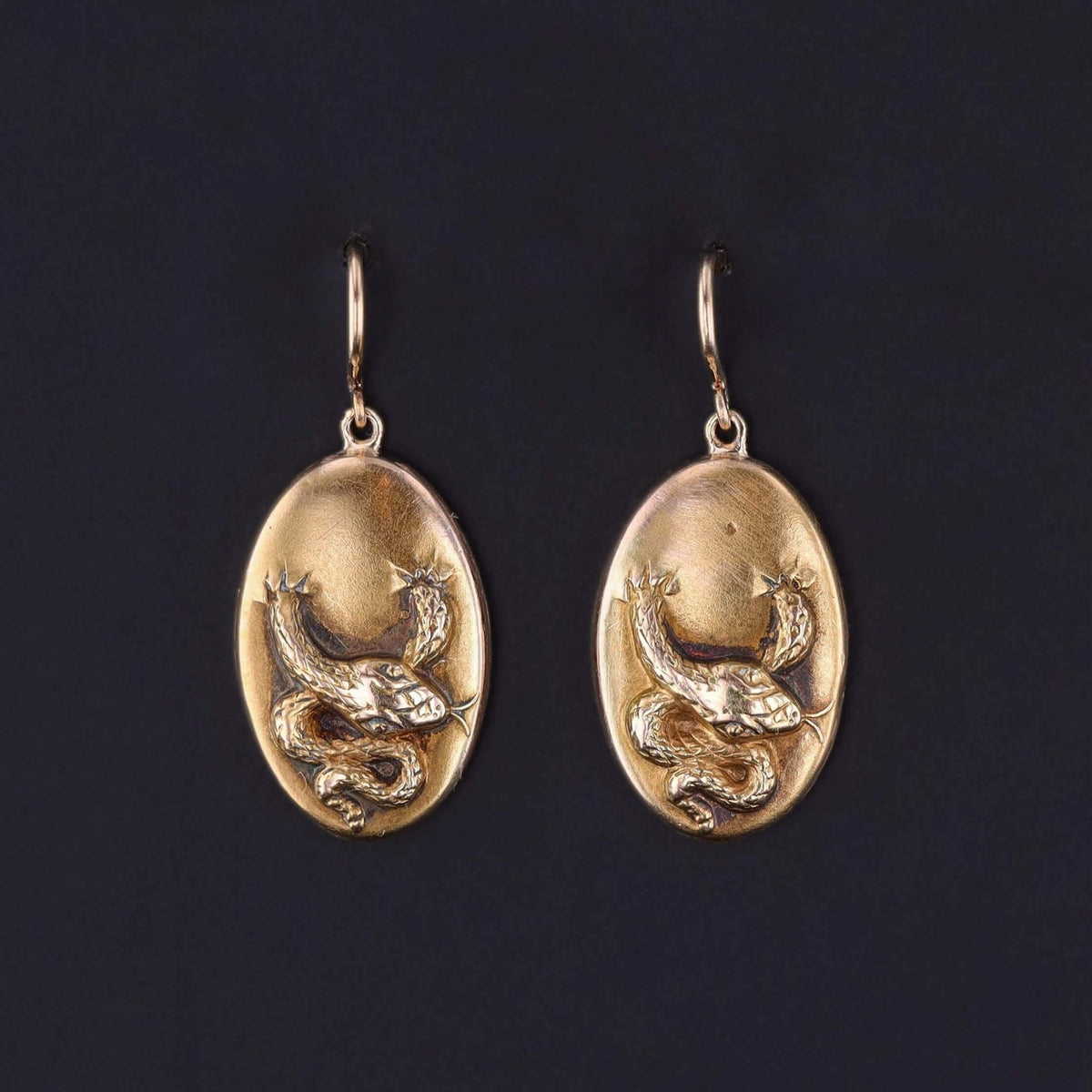Antique Snake Earrings of 14k Gold - Trademark Antiques
