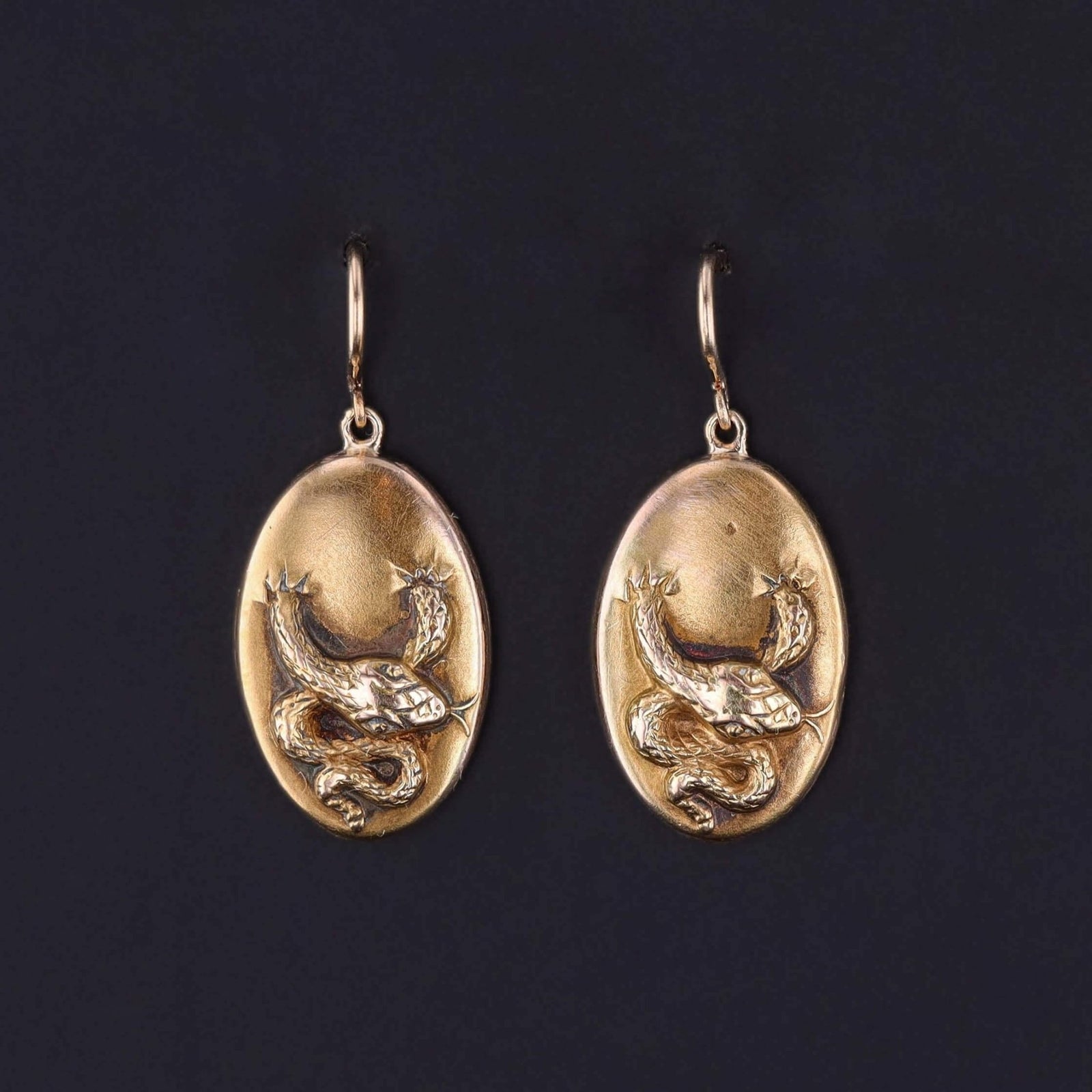 Antique Snake Earrings of 14k Gold - Trademark Antiques