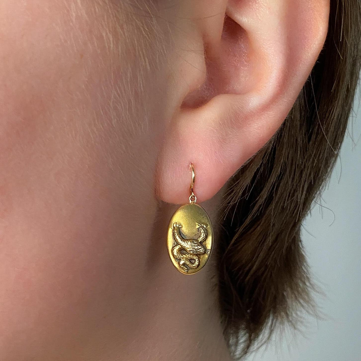 Antique Snake Earrings of 14k Gold - Trademark Antiques