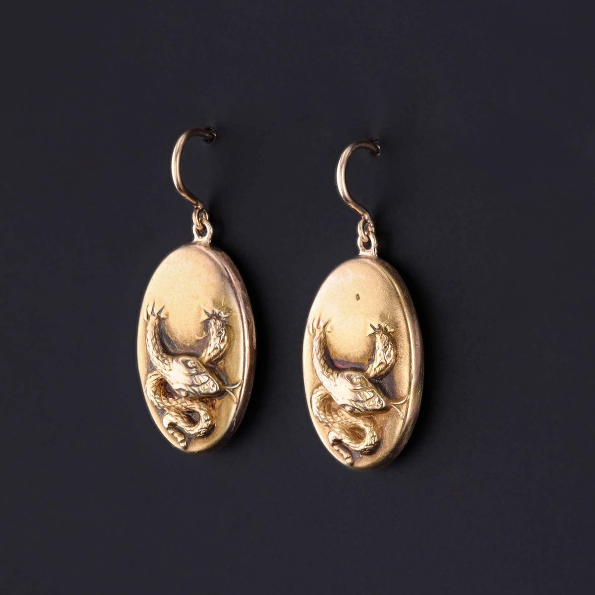 Antique Snake Earrings of 14k Gold - Trademark Antiques