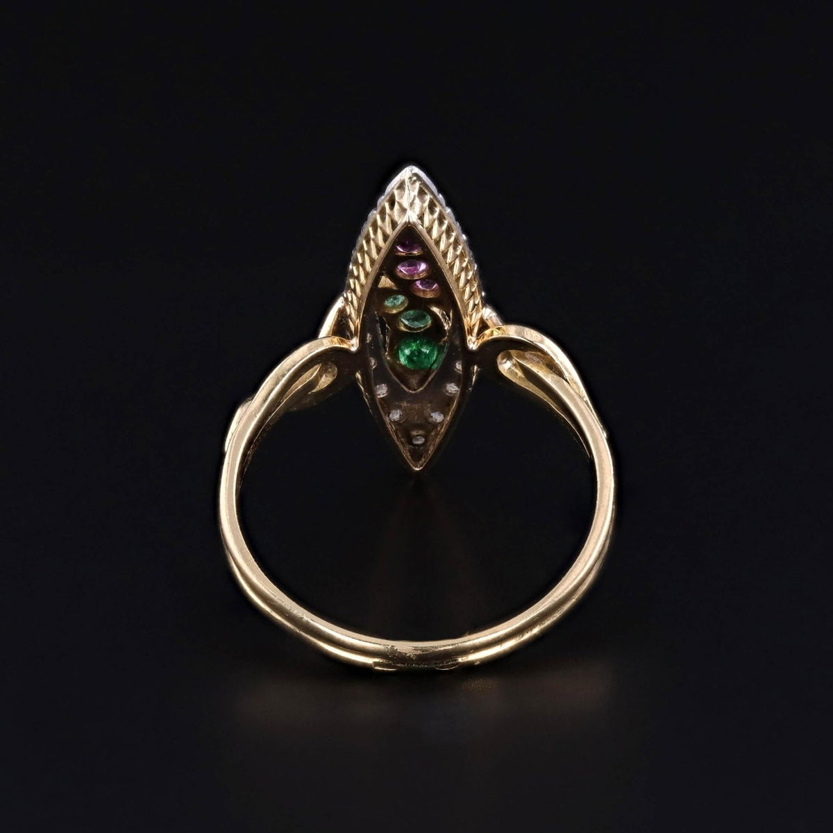 Antique Snake Ring of Ruby, Emerald, and Diamond in 18k Gold - Trademark Antiques