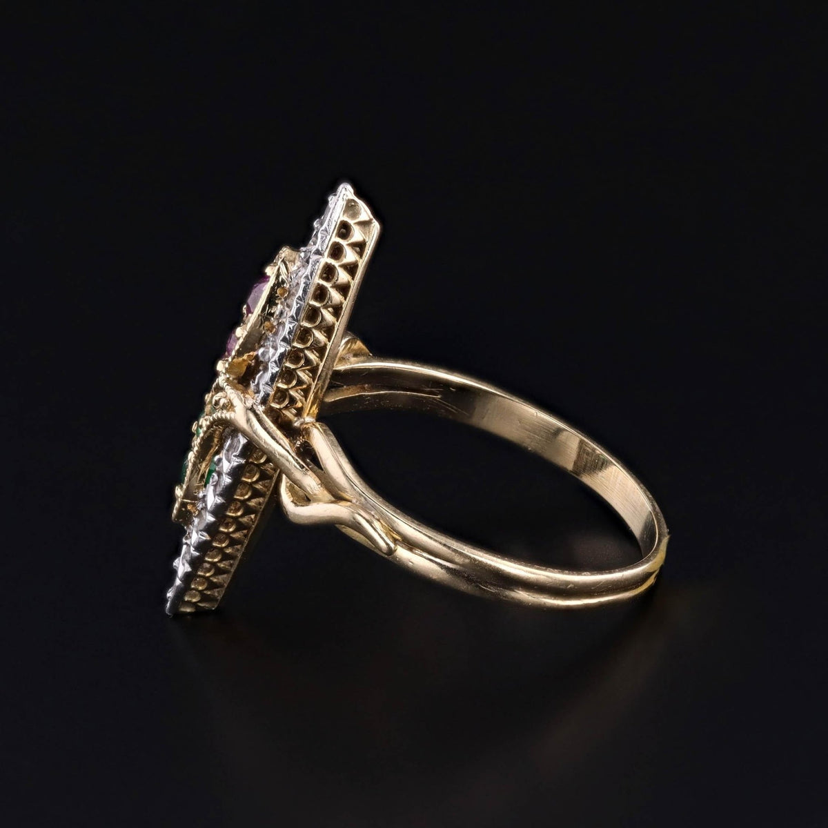 Antique Snake Ring of Ruby, Emerald, and Diamond in 18k Gold - Trademark Antiques