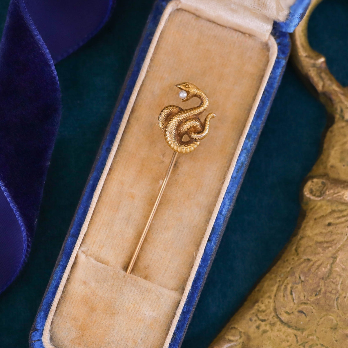Antique Snake Stickpin of 14k Gold - Trademark Antiques