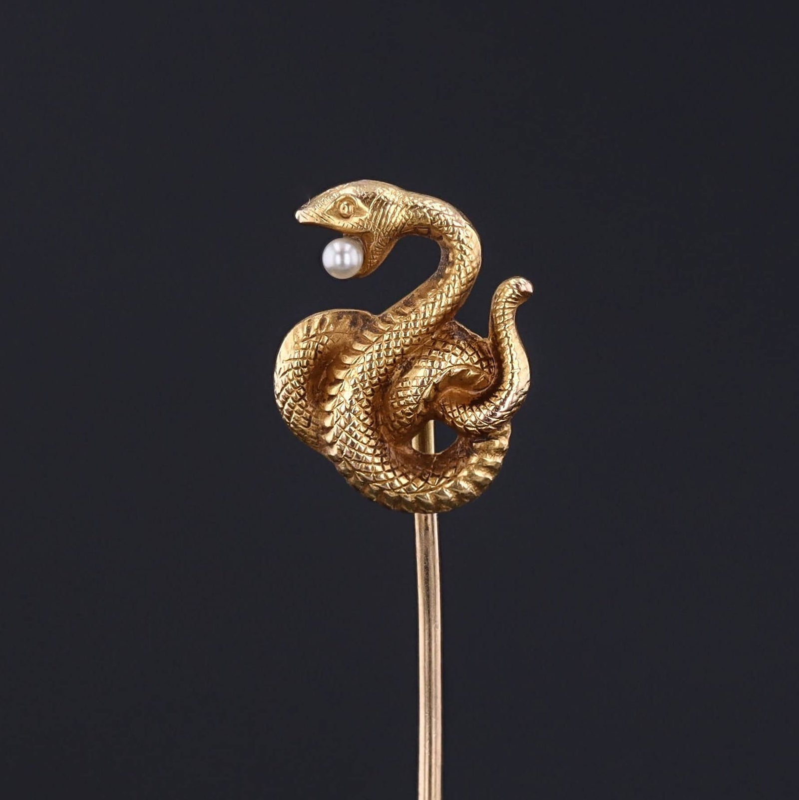 Antique Snake Stickpin of 14k Gold - Trademark Antiques