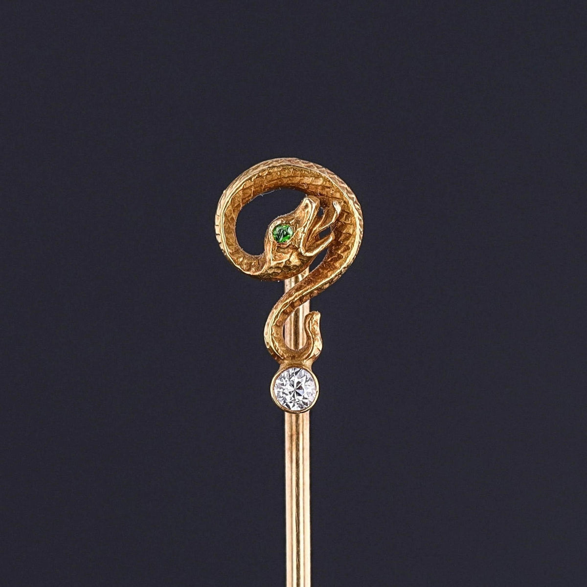 Antique Snake Stickpin of 14k Gold - Trademark Antiques