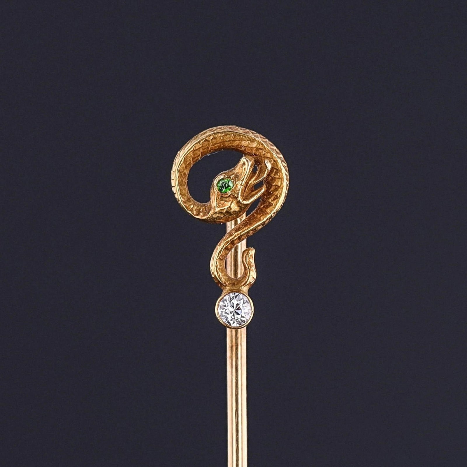 Antique Snake Stickpin of 14k Gold - Trademark Antiques