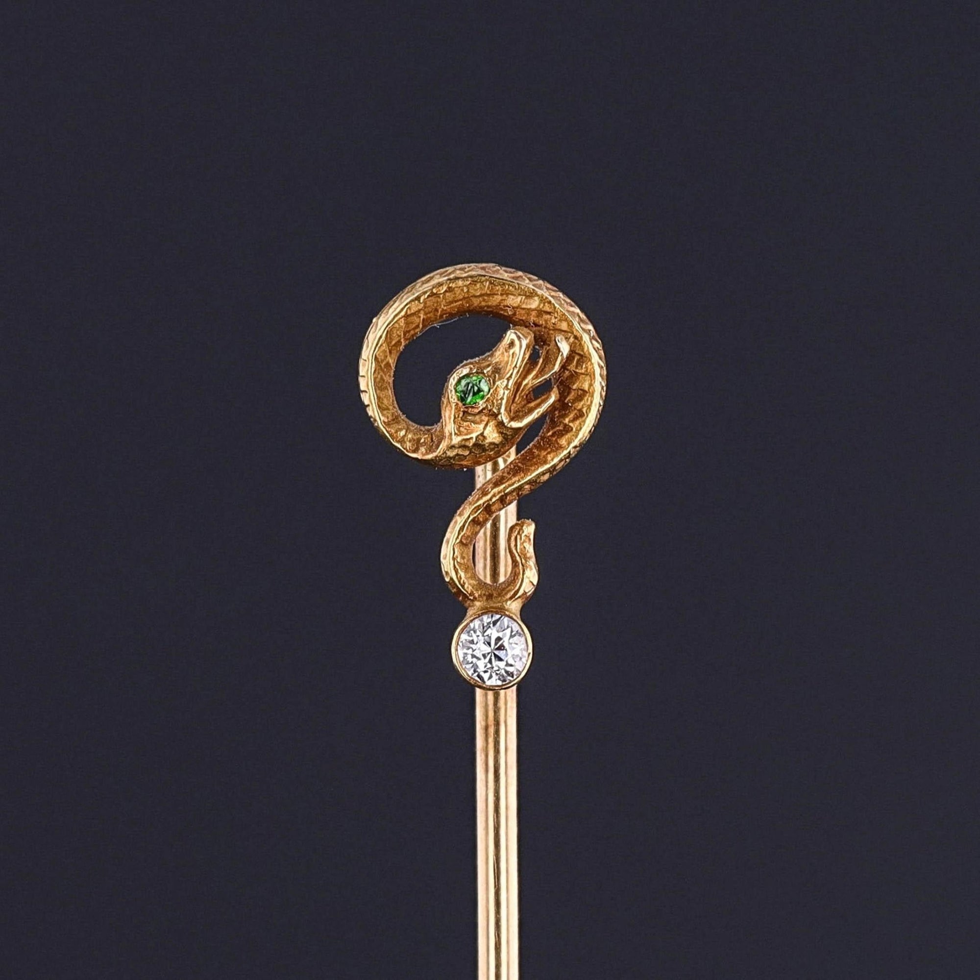 Antique Snake Stickpin of 14k Gold - Trademark Antiques