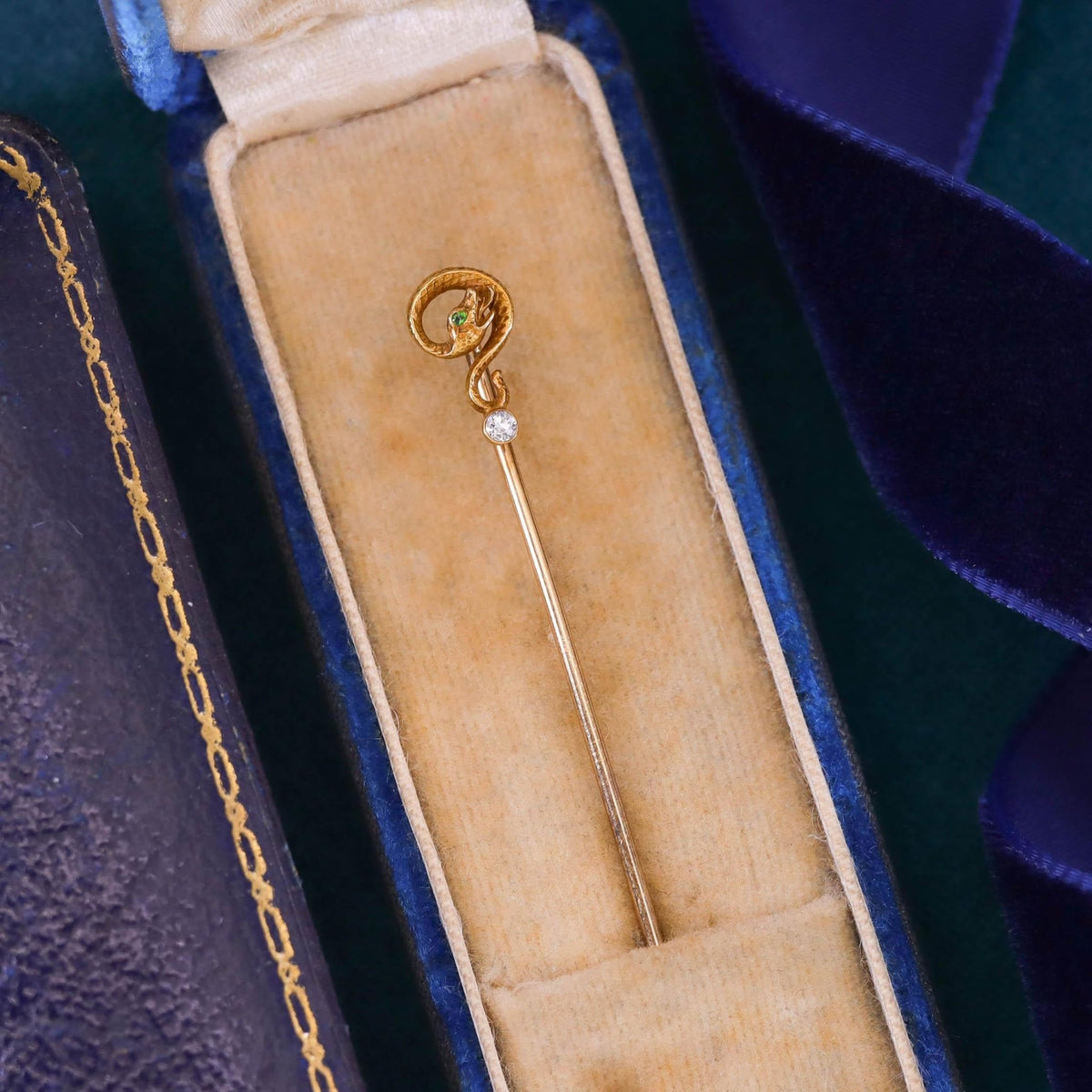 Antique Snake Stickpin of 14k Gold - Trademark Antiques