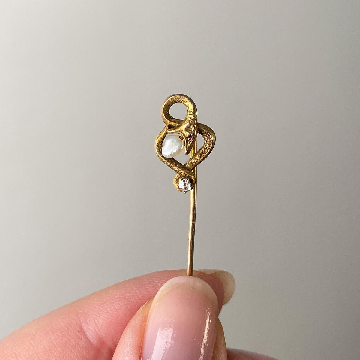 Antique Snake Stickpin of 8k Gold - Trademark Antiques