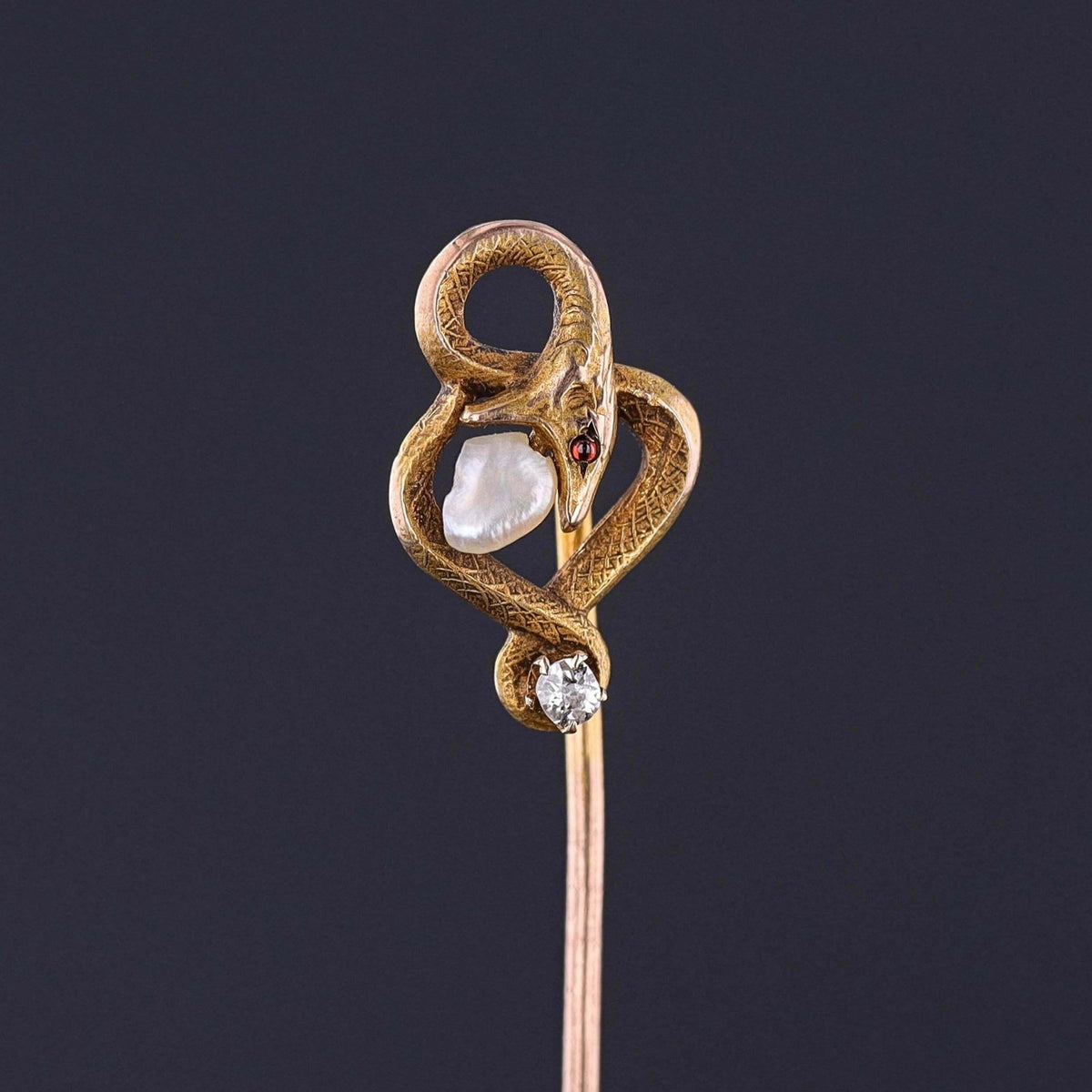 Antique Snake Stickpin of 8k Gold - Trademark Antiques