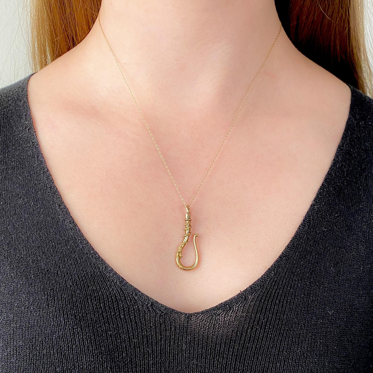 Antique Snake Watch Hook or Charm Holder of 14k Gold - Trademark Antiques