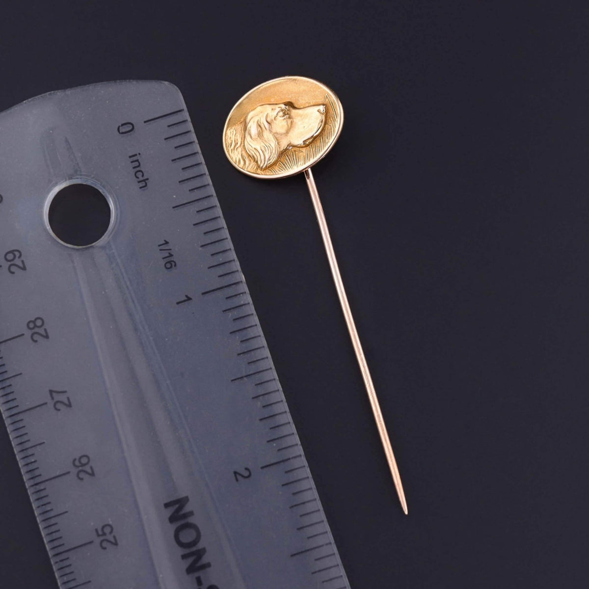 Antique Spaniel Dog Stickpin of 14k Gold - Trademark Antiques