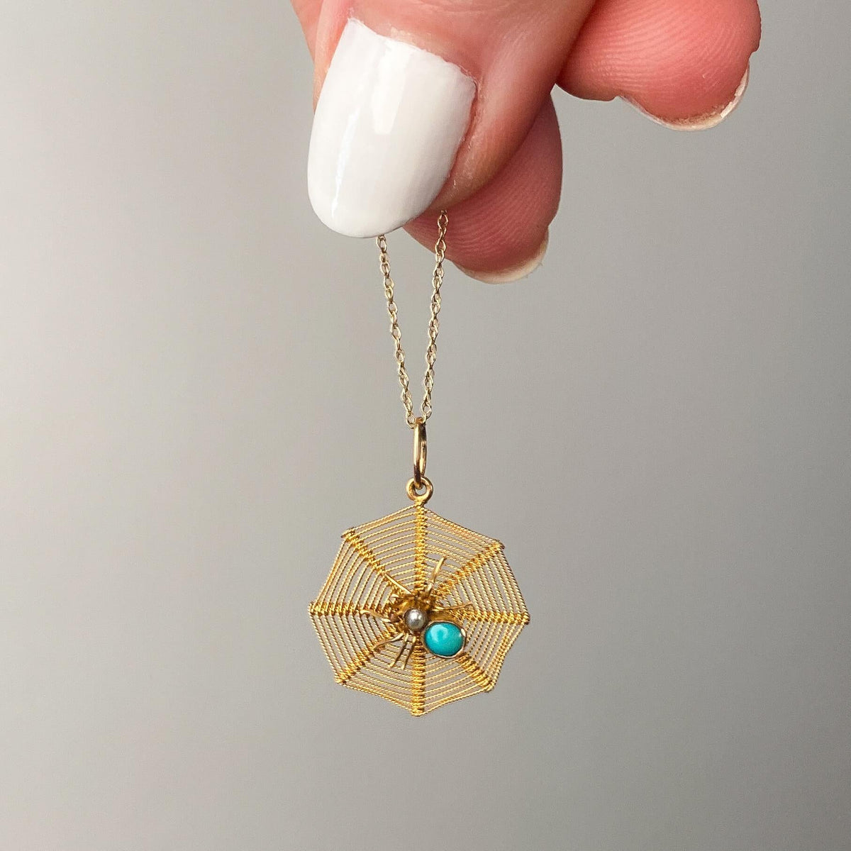 Antique Spider Web Charm of 10k Gold - Trademark Antiques