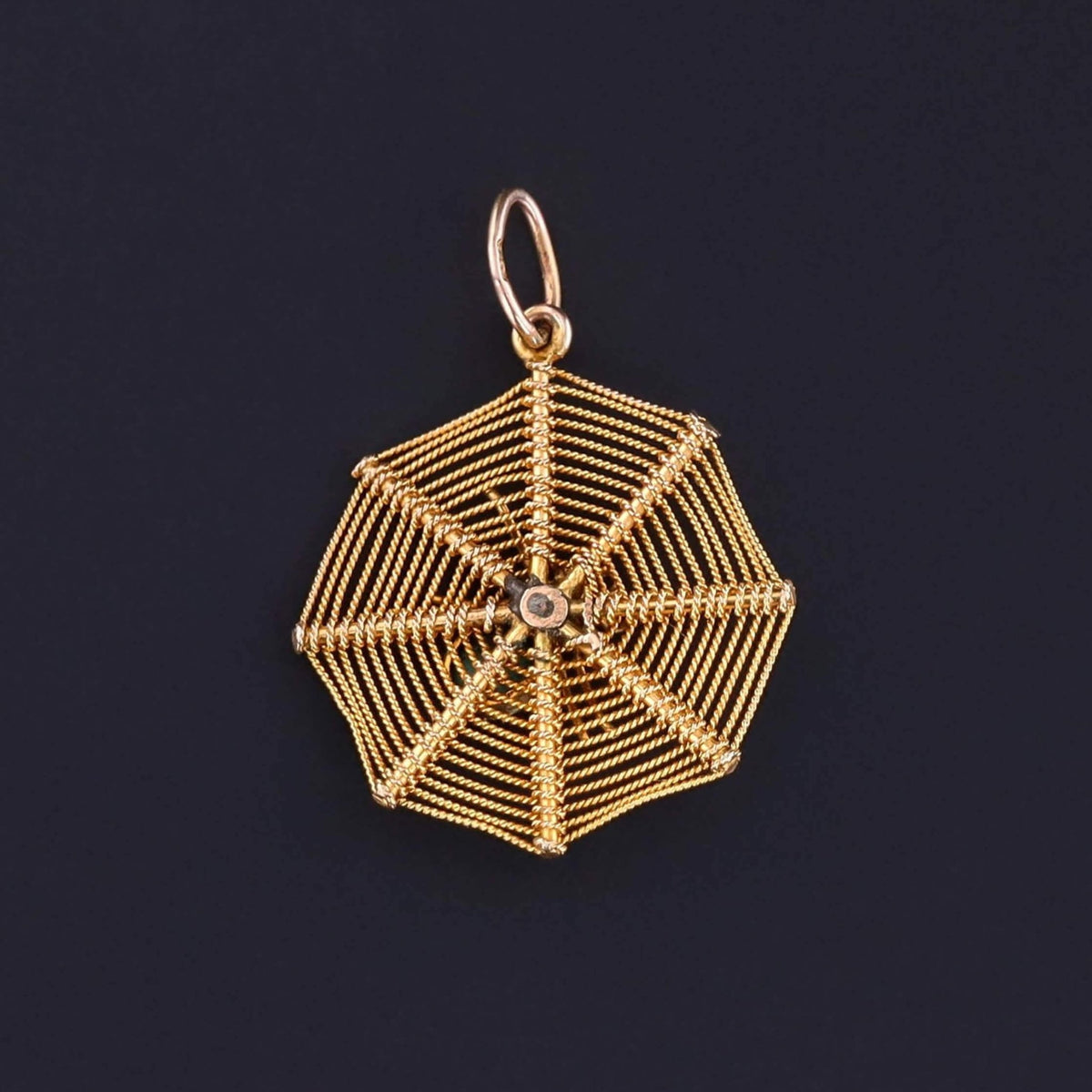 Antique Spider Web Charm of 10k Gold - Trademark Antiques